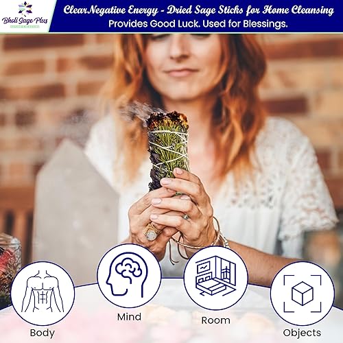 Miniatura 5 de Kit de manchas de salvia para limpiar la energía negativa, el hogar y crear la energía de la felicidad, palitos de romero y salvia de lavanda con
