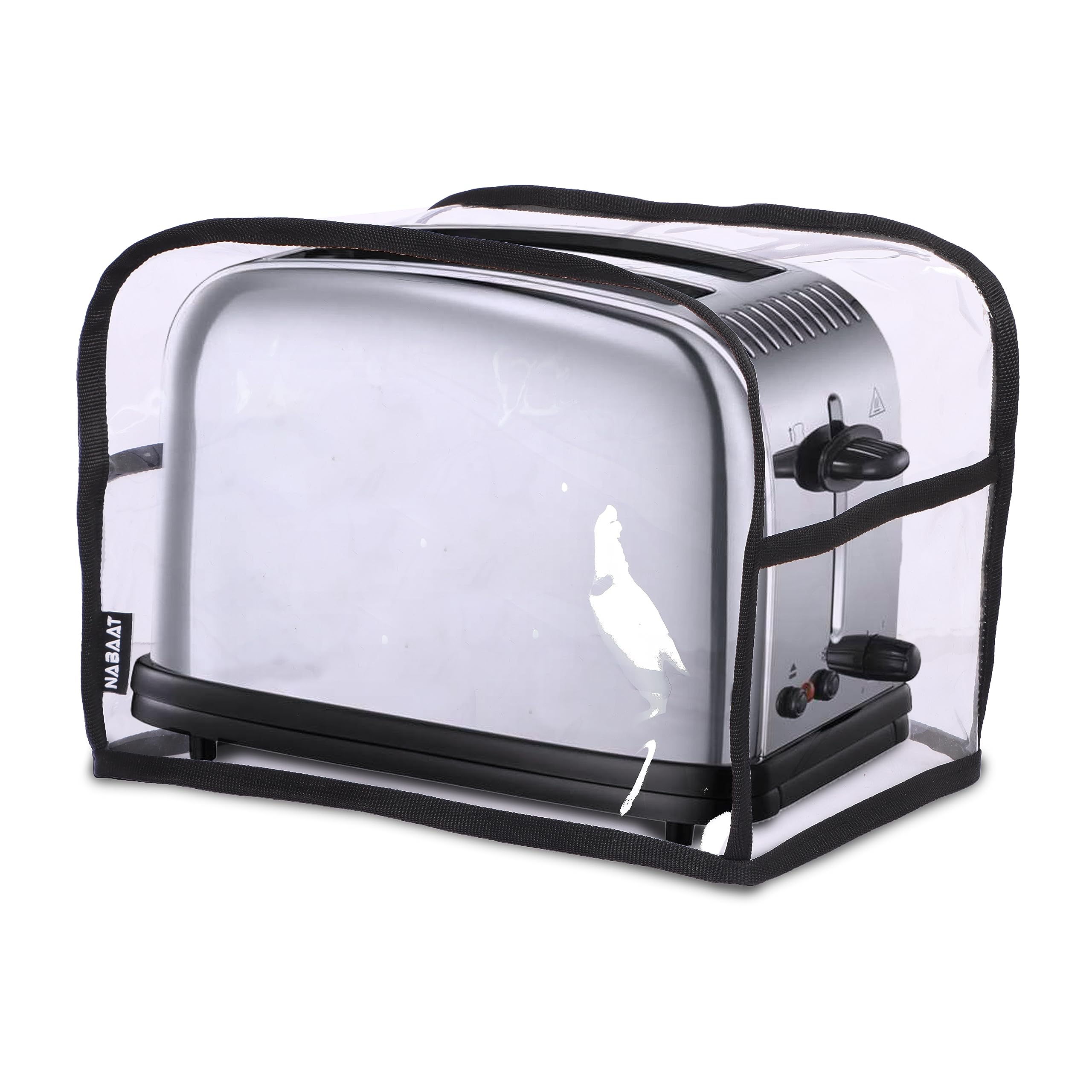 Transparent Waterproof 2 Slice Toaster Dust Cover for All Types of 2 slice Toasters, pop up clothe Kitchen, Washable, with Two Side Pockets to Store Accessories, Transparent (11”x 6.5”x 8”)