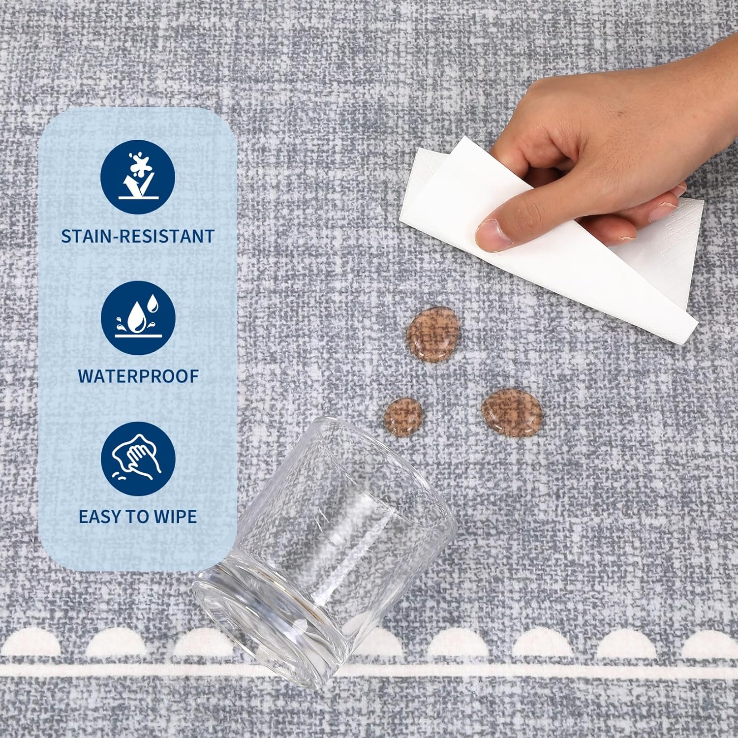 GarveeHome Scalloped Bow Rug for Living Room, Solid Grey Rug for Dorm, Washable Runner Rugs 2x6 Soft Low Pile Non Slip Scalloped Rugs for Nursery Bedroom Decor Hallway Entryway Playroom - Image 5