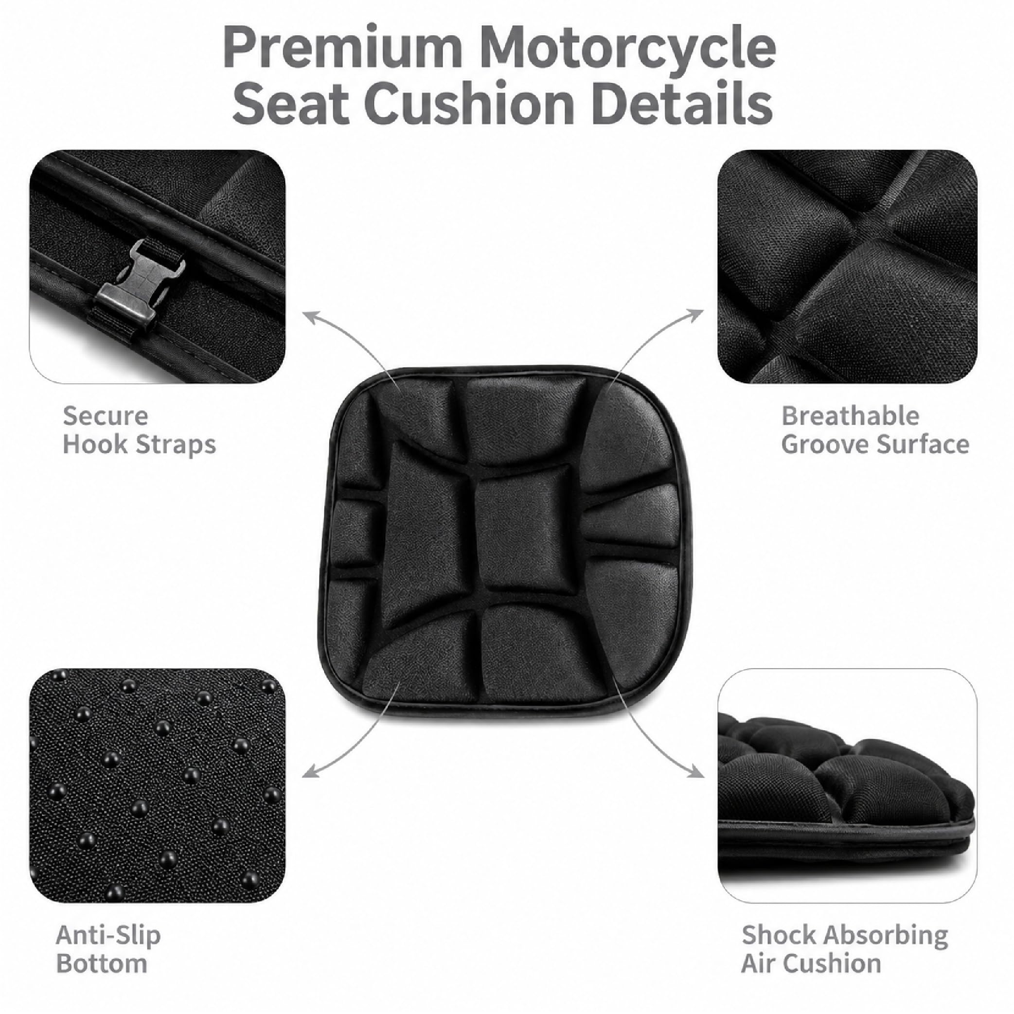 Cojín para Asiento de Motocicleta para Honda CB500X 2019-2024, Diseño 3D Transpirable, Base Antideslizante, Alivia Fatiga en Viajes Largos