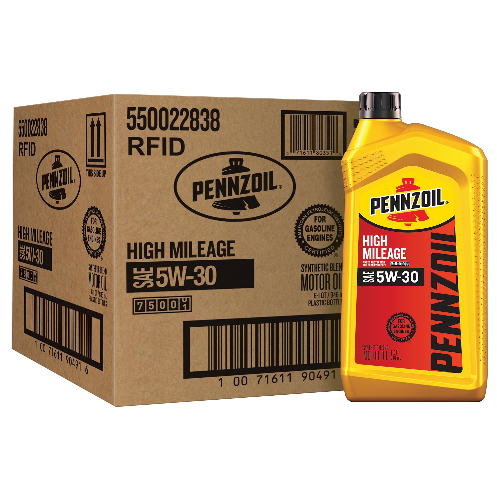 High Mileage 5W-30 Motor Oil, 1 Quart (6 Pack)