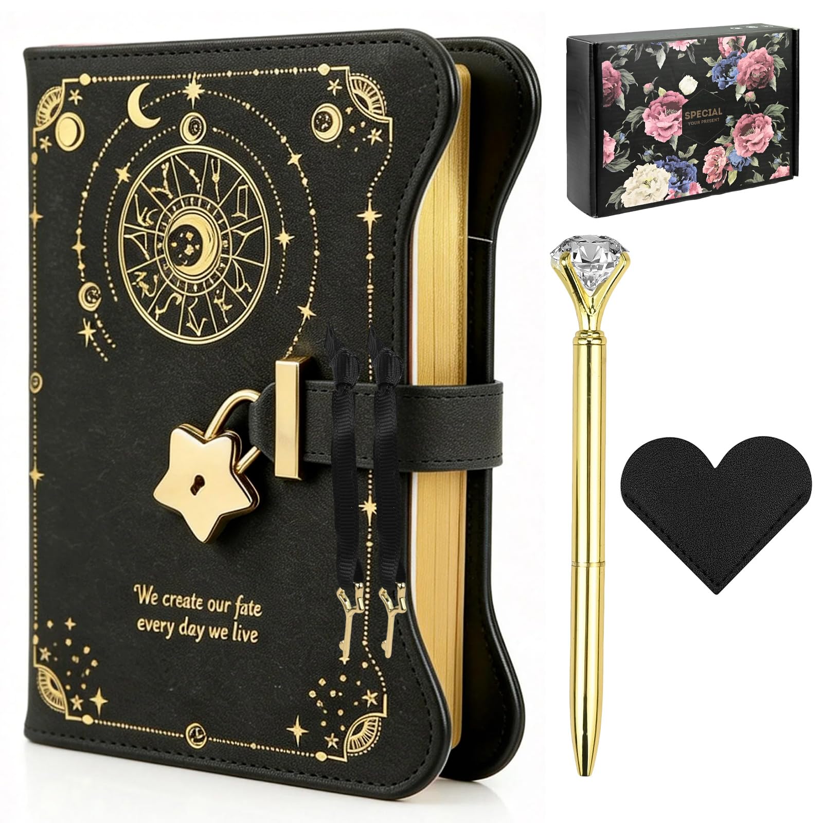 twirush Diary with Lock for Girls and Women Lockable Kids Diary, A5 PU Leather Notebook, 360 Pages Journal with Lock, Keys
