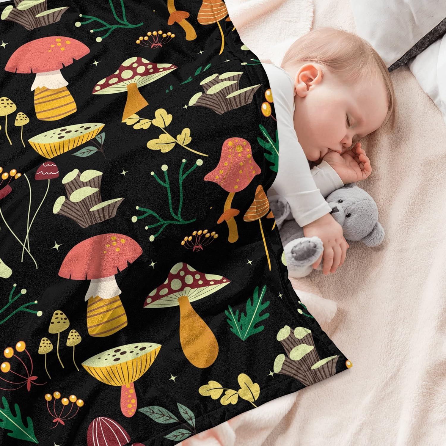 Mushroom Blanket Gifts for Women Girls, Gifts for Mushrooms Lovers Christmas, Cottagecore Mushroom Decor Woodland, Soft Blanket for Couch Bed, 40"x60"