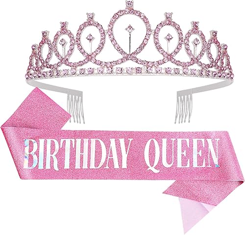 Miniatura 59 de CIEHER Corona de cumpleaños, banda de reina de cumpleaños y tiara de diamantes de imitación para mujeres y niñas, tiaras y coronas para mujeres