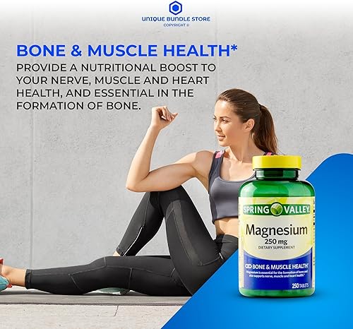 Miniatura 2 de Suplemento de magnesio Óxido de magnesio 250 mg, fórmula vegetariana dietética diaria, suplementos esenciales de magnesio para apoyo óseo y