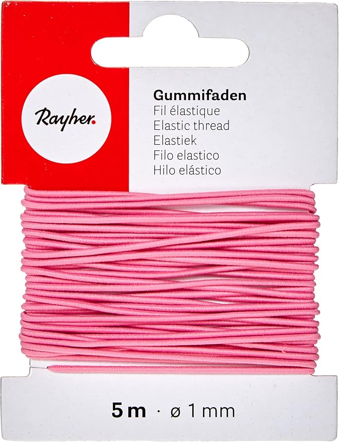 Rayher Gummifaden 1mm 5m Schwarz - Elastische Gummischnur Für Masken Und Armbänder