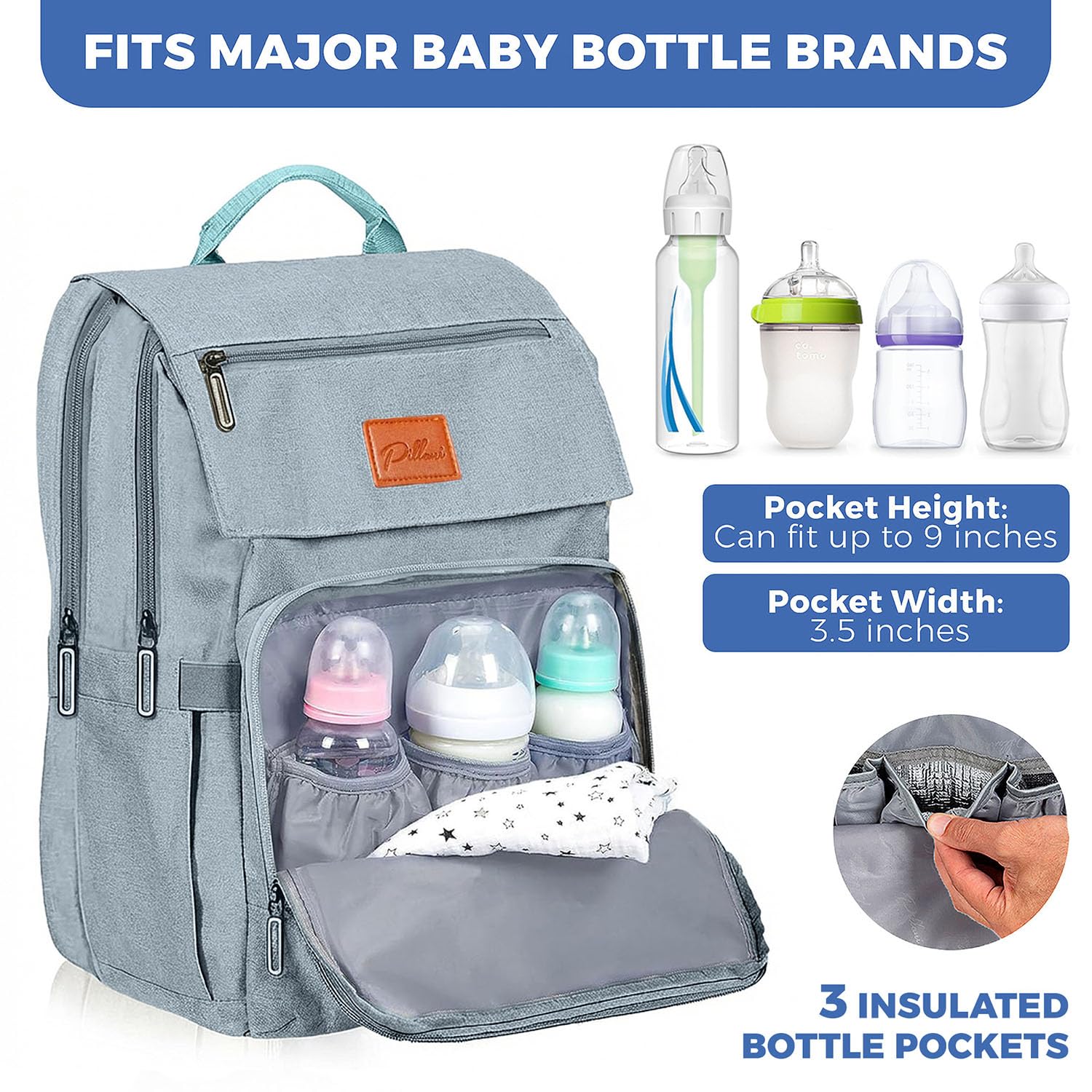 Baby Shower Gifts Diaper Bag Backpack - Large Capacity Baby Bag Backpack, Wide Opening & Easy Access Stylish Baby Diaper Bag - Waterproof, Durable, Travel-Friendly Organizer w/ Foldable Changing Pad
