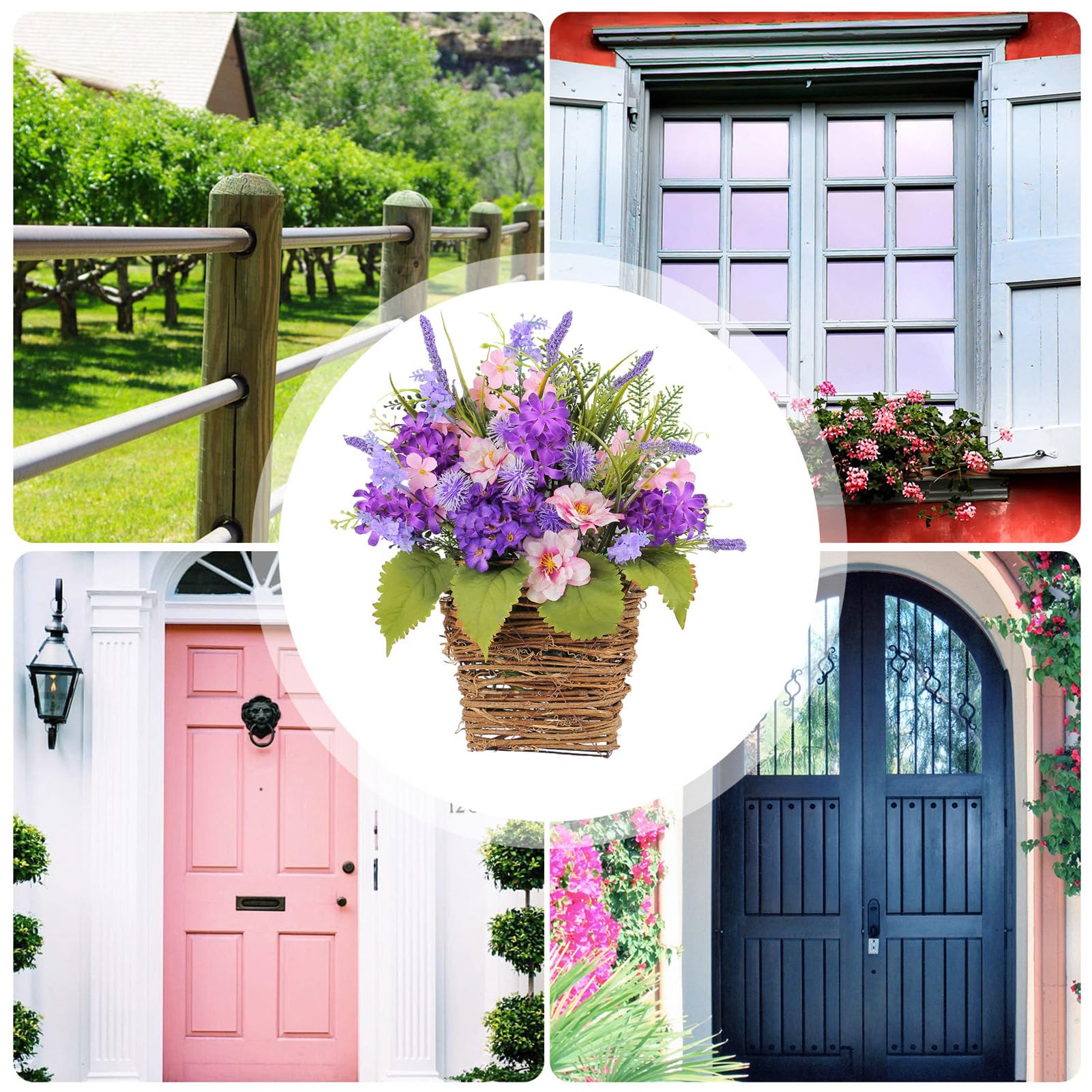 ＊*..ラベンダー色のお花を添えて...＊°.優美なフラワーバスケット Amazon.co.jp: NGUMMS ラベンダーバスケット、カラフルな装飾UV耐性花