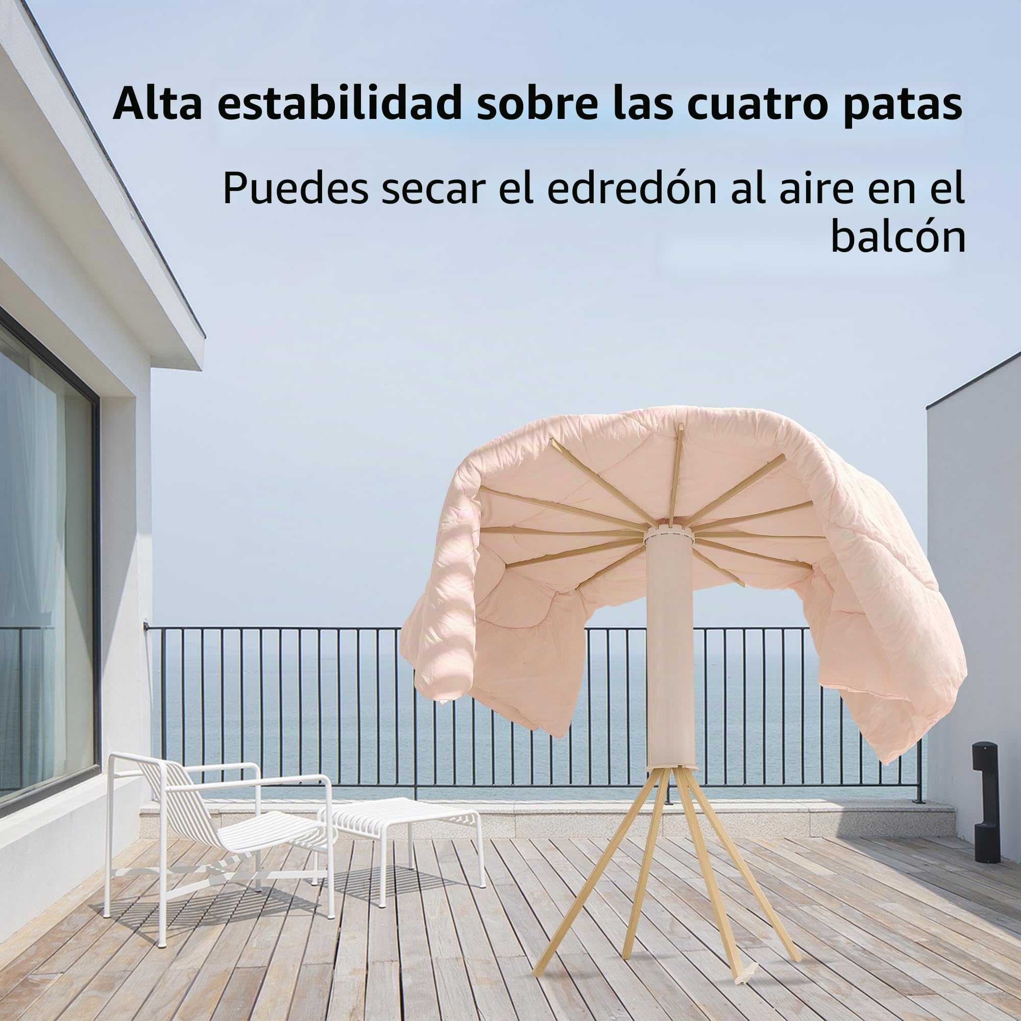 JOOM Tendedero Plegable Madera 4 Patas 12 Barras 20kg Balcón Exterior | Tendedero plegable madera 4 patas 12 barras 20kg, portátil balcón dormitorio exterior interior, sin herramientas