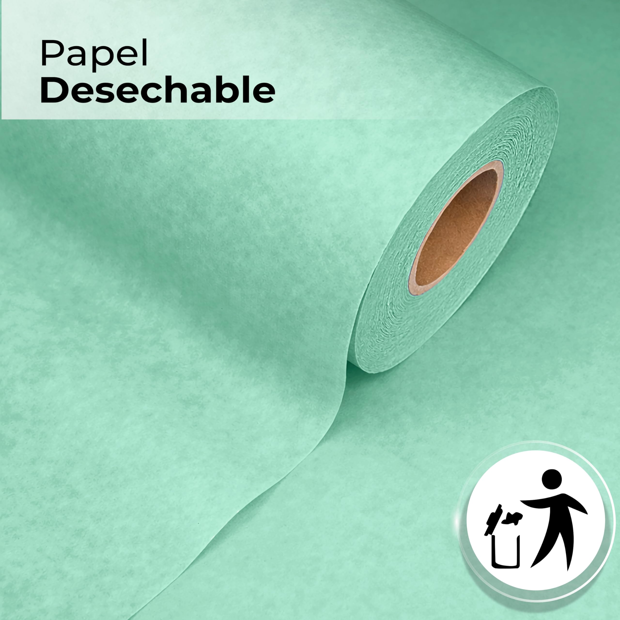 Papel de camilla Parafinado (caja de 6 unidades) de 0,60 x 60m (1,5kg) | Rollo Color Verde Parafinado Sin Precorte