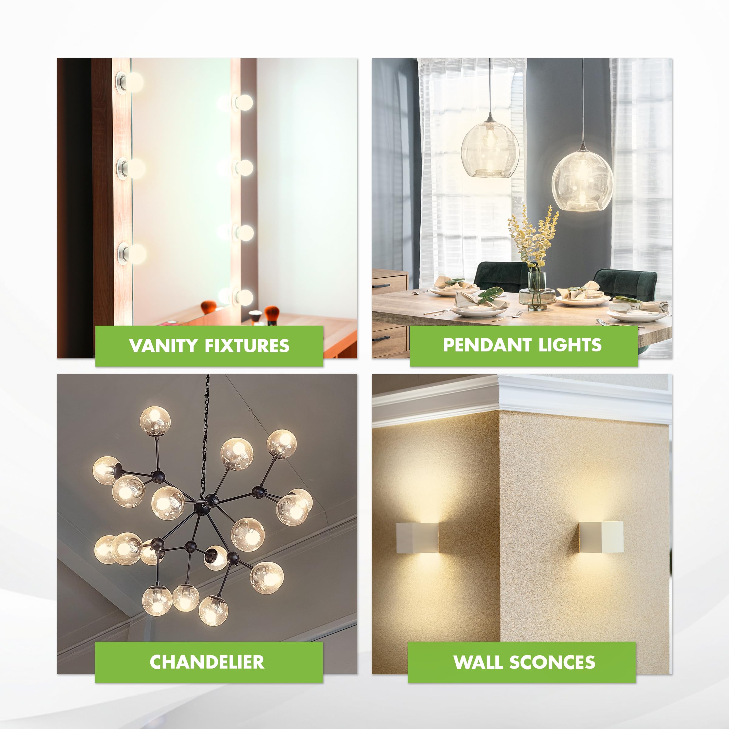 KOR 4 Pack 5.5W (60W Equivalent) Clear G25 Globe Led Light Bulbs