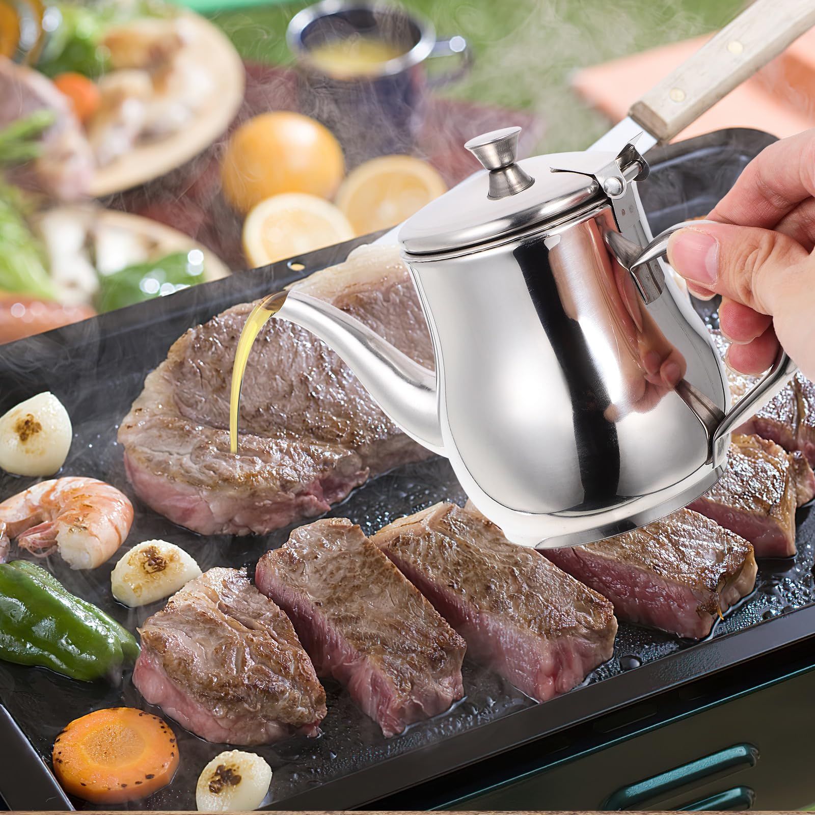 Hemobllo Colador para Cantidad la Sopa Aceite Controlar y Filtrar Recipiente en Acero Inoxidable de 13oz Filtración Cocina