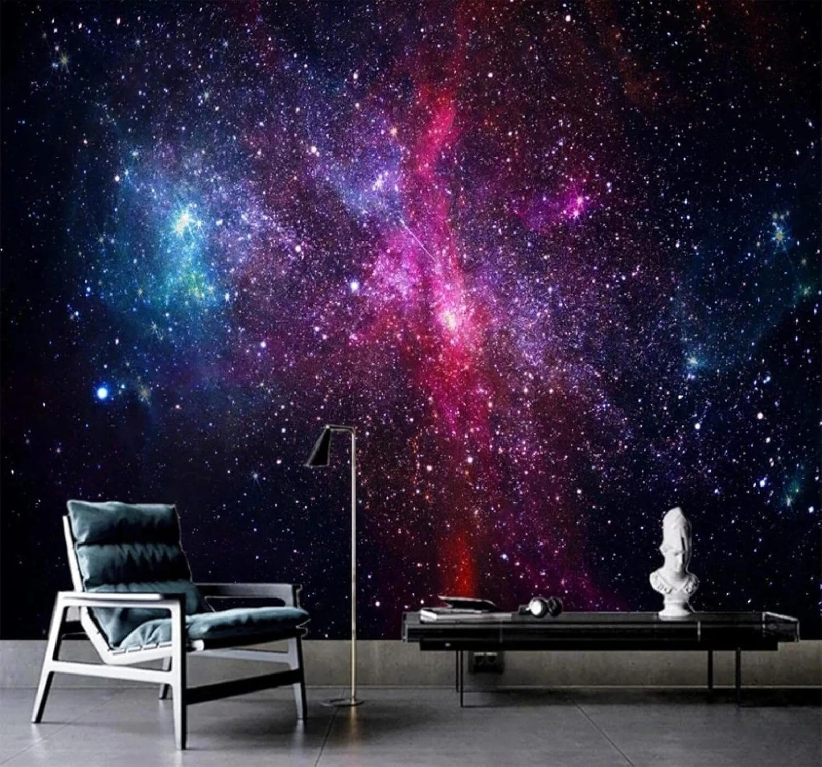 XLMING Beautiful Night Sky Universe Starry Sky Milky Way 3D Wallpaper Silky Texture Home Study Office Grey Dining Room Sofa Bedroom Living Room TV Backdrop-400cm×280cm