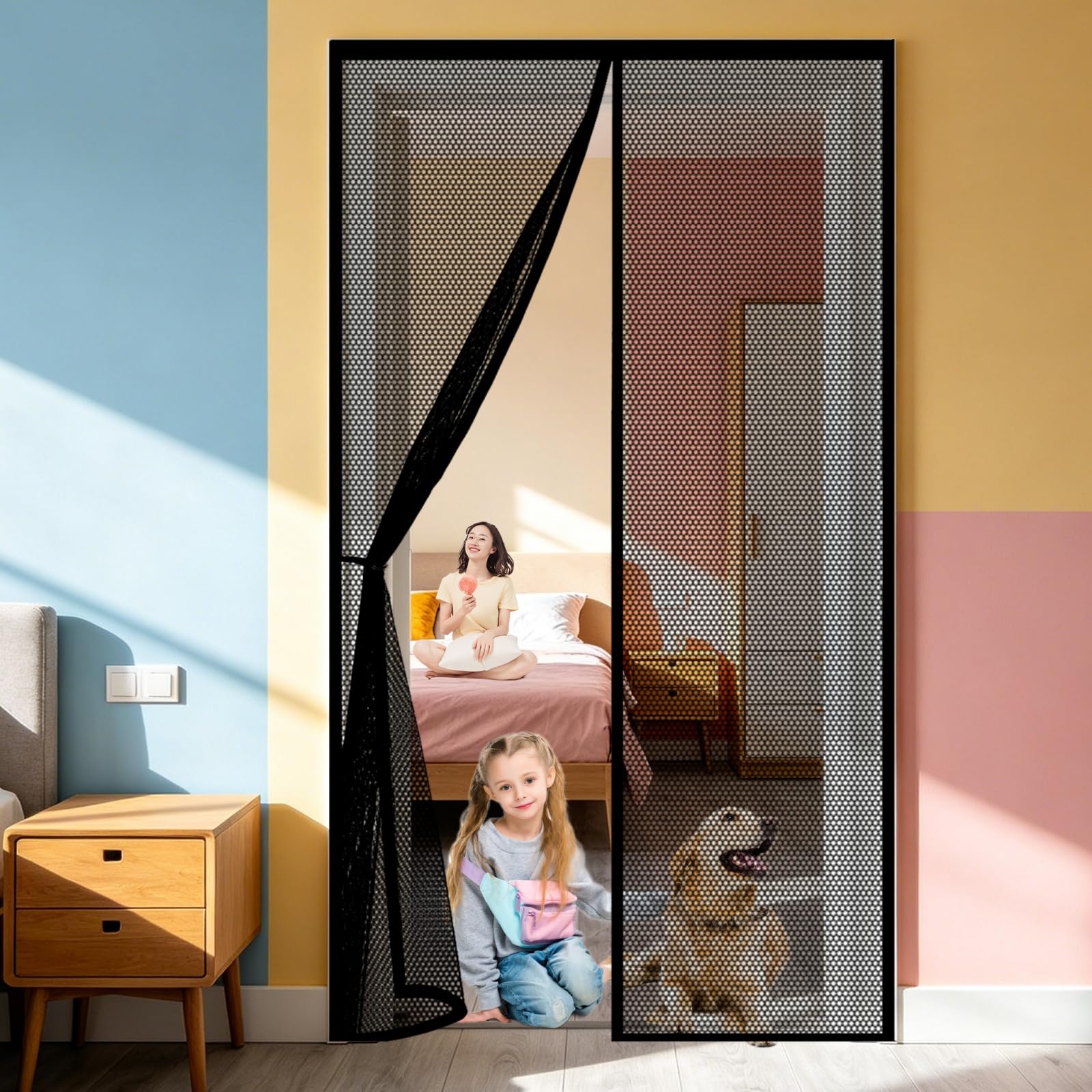 Moustiquaire de porte rideau magnétique anti-insectes 240x220 maille résistante