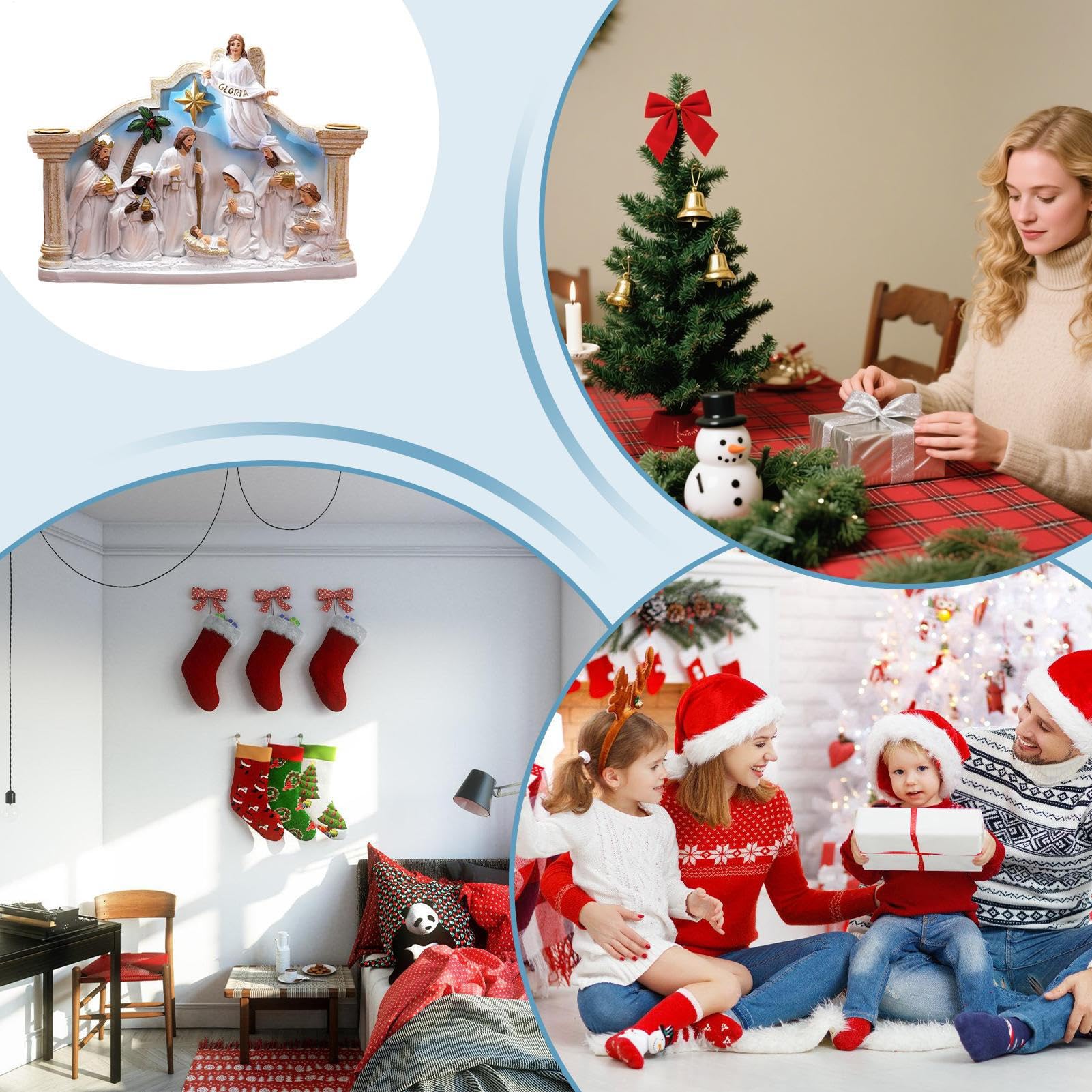 Portacandela Presepe Avvento Statua Candeliere Natalizio per Feste
