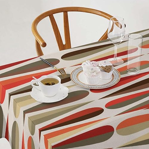 Miniatura 759 de Mantel floral hippie, diseño retro de los años 70, naranja, rosa, azul, floral, bohemio, estampado estético de margaritas, para fiesta, picnic