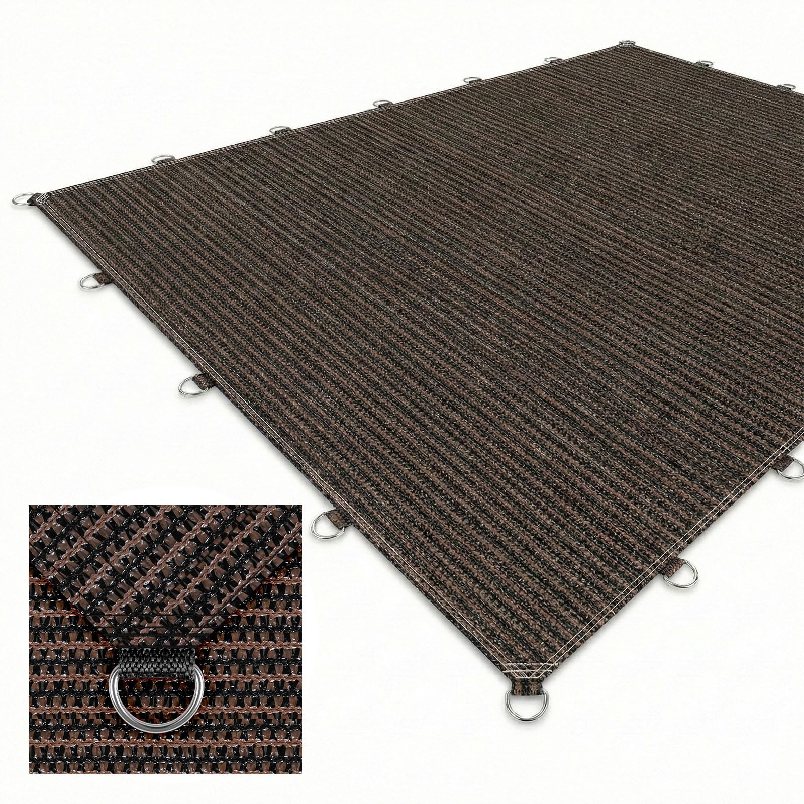 Photo 1 of 12x20 FT 90% Outdoor Sun Shade Cloth, Reinforced Webbing & D-Rings, Mocha