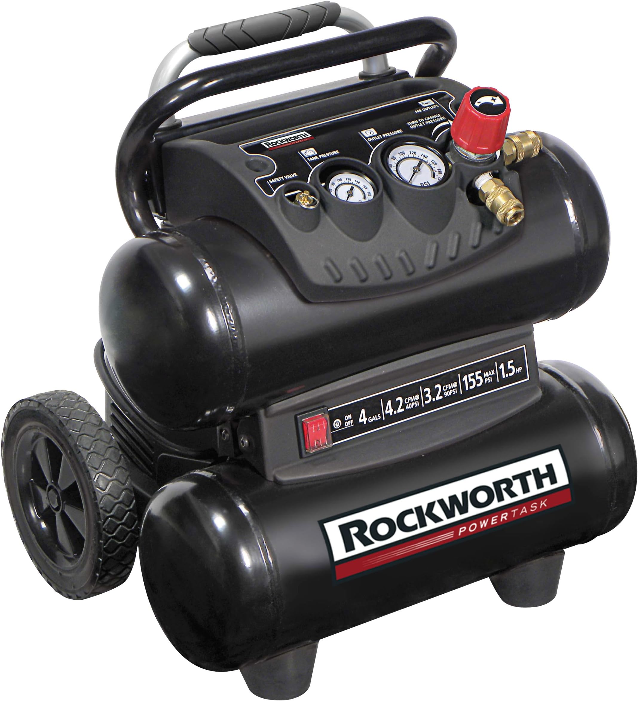 Rockworth RW1504ST2-AZ Factory Reconditioned Portable Electric Air Compressor, 4-Gallon, Black