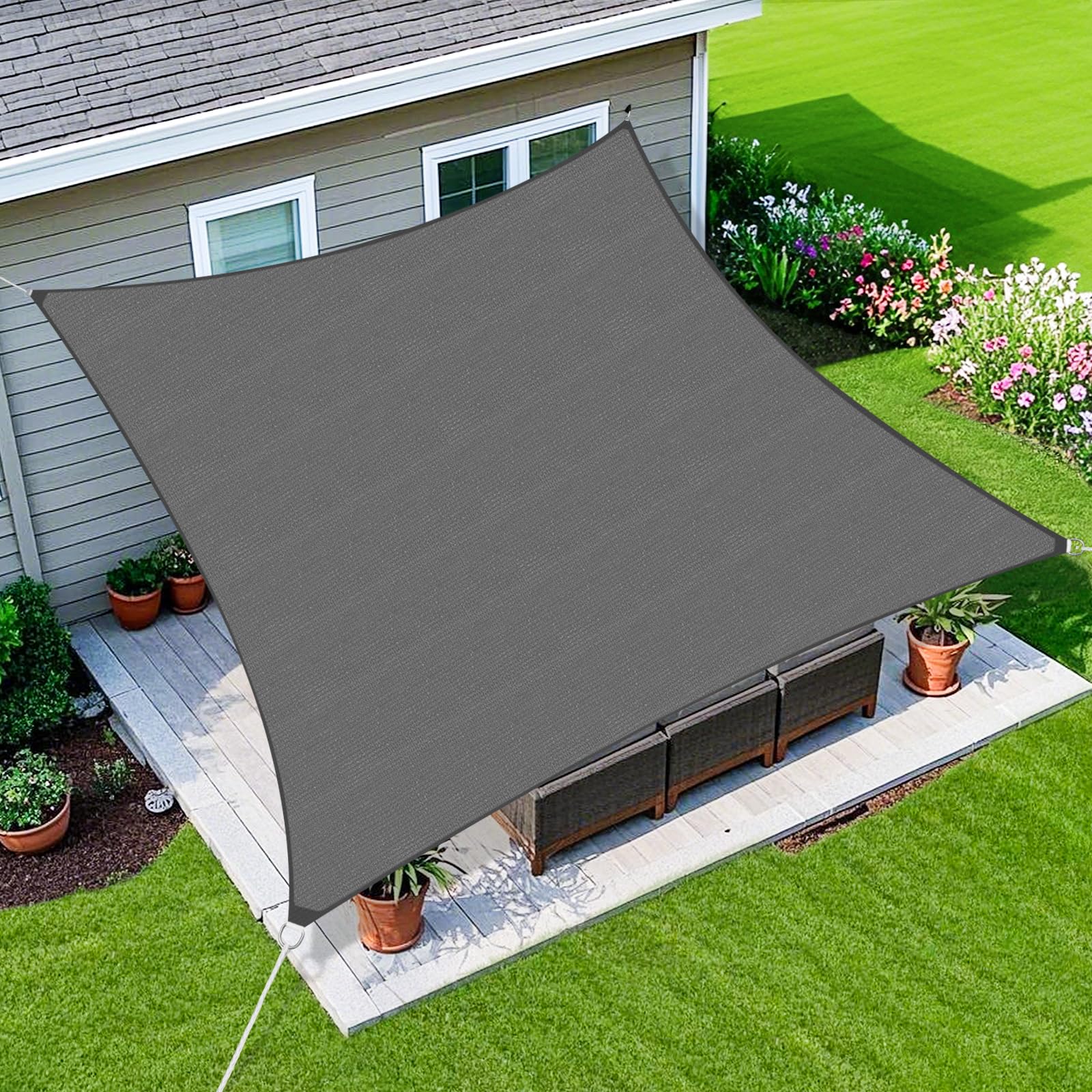 Amagenix Sun Shade Sail 12'X16' Curved Edge Outdoor Shade Canopy Dark Grey Breathable 95% UV Block Shade Cloth for Patio Garden Backyard (We Make Custom Size) — image 1