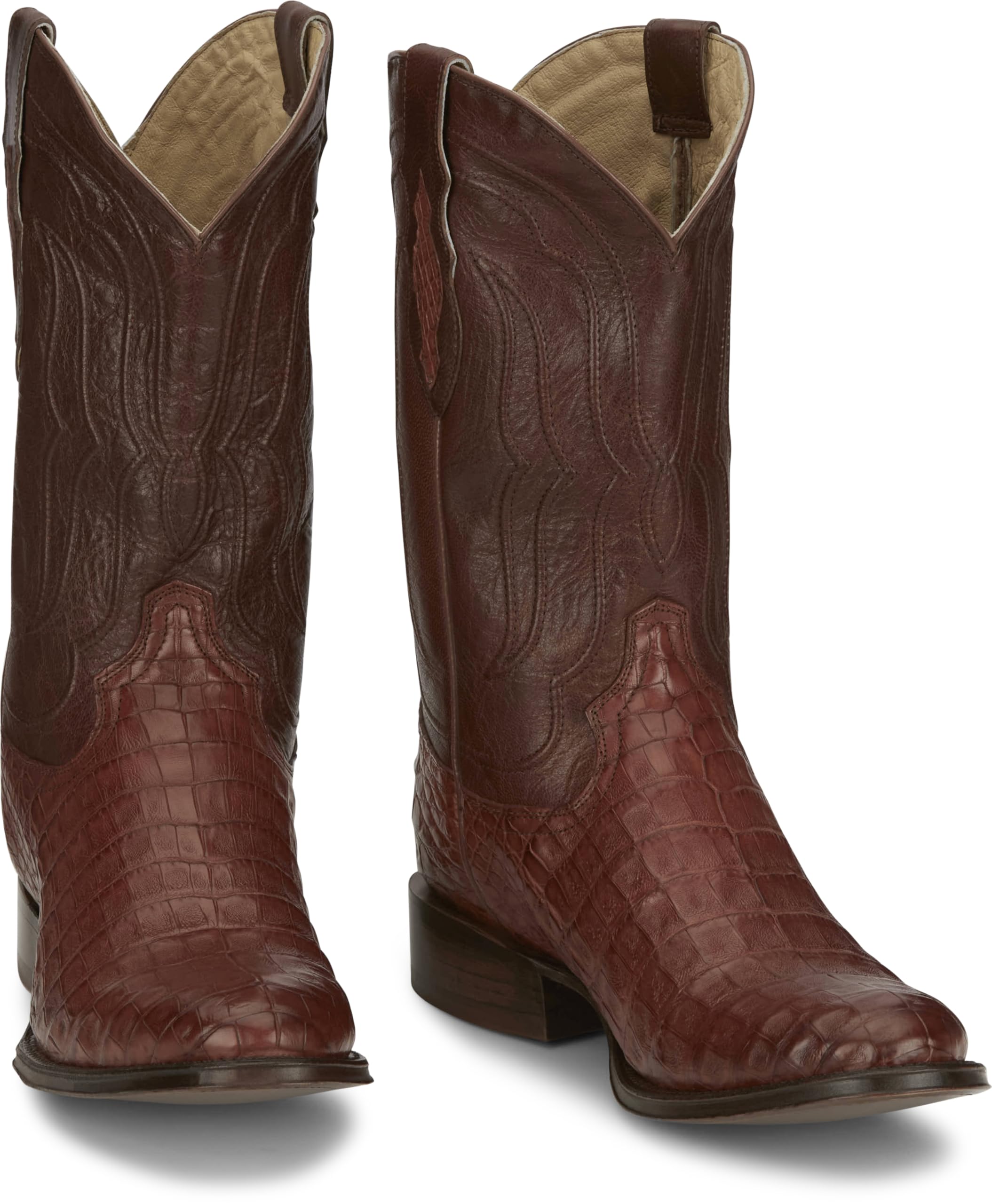 Tony Lama Tremaine 12" Caiman Exotic Leather Men’s Cowboy Boot, Handcrafted Western-Boots with Intricate Stitching