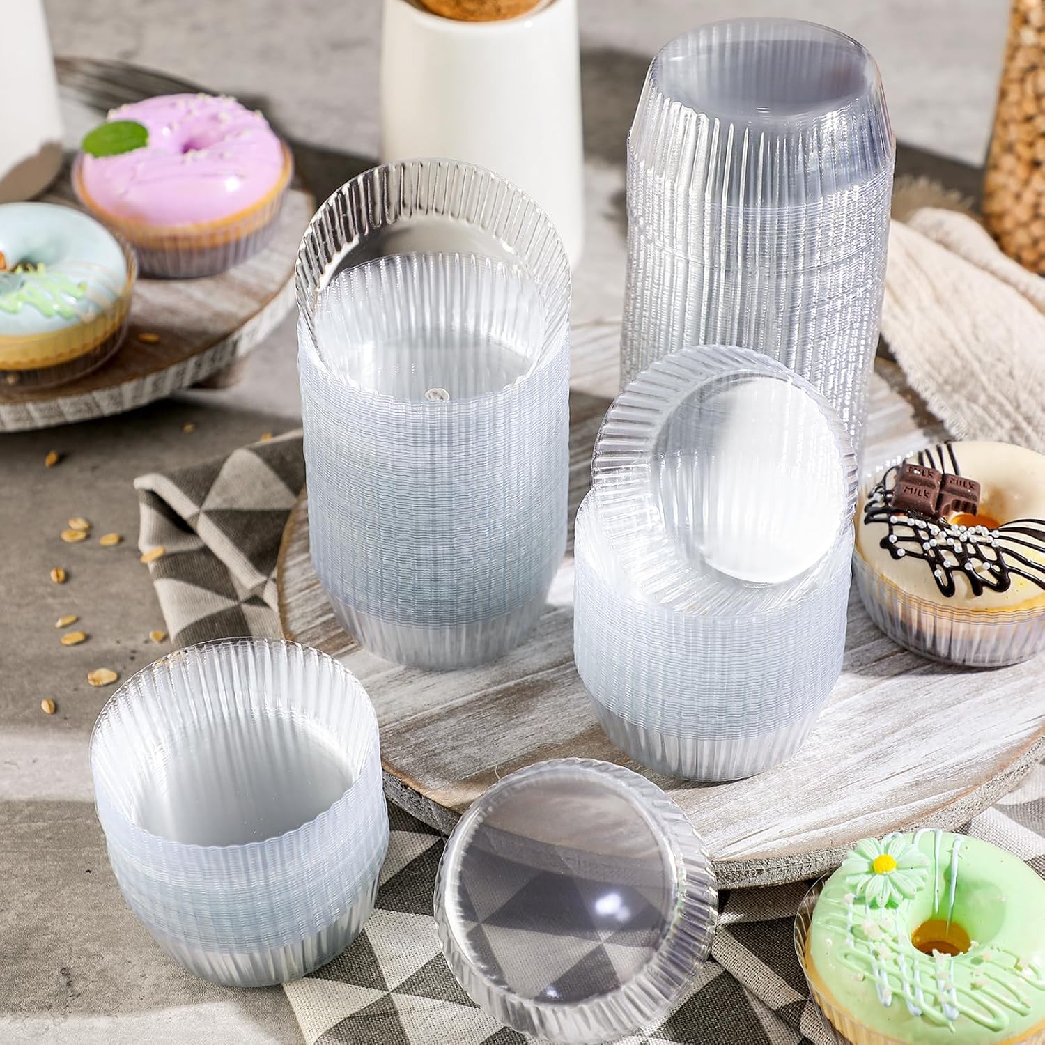 Vesici 300 Pcs Mini Cupcake Liners 2 oz Plastic Clear Disposable