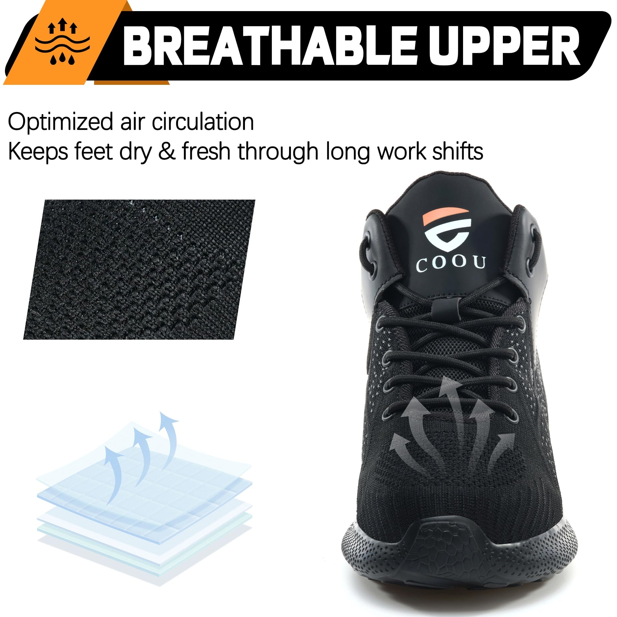 Botas de Seguridad para Hombre Mujer Ligeras Botas de Trabajo con Punta de Acero Comodas Zapatos de Seguridad Caña Alta 35-48 EU