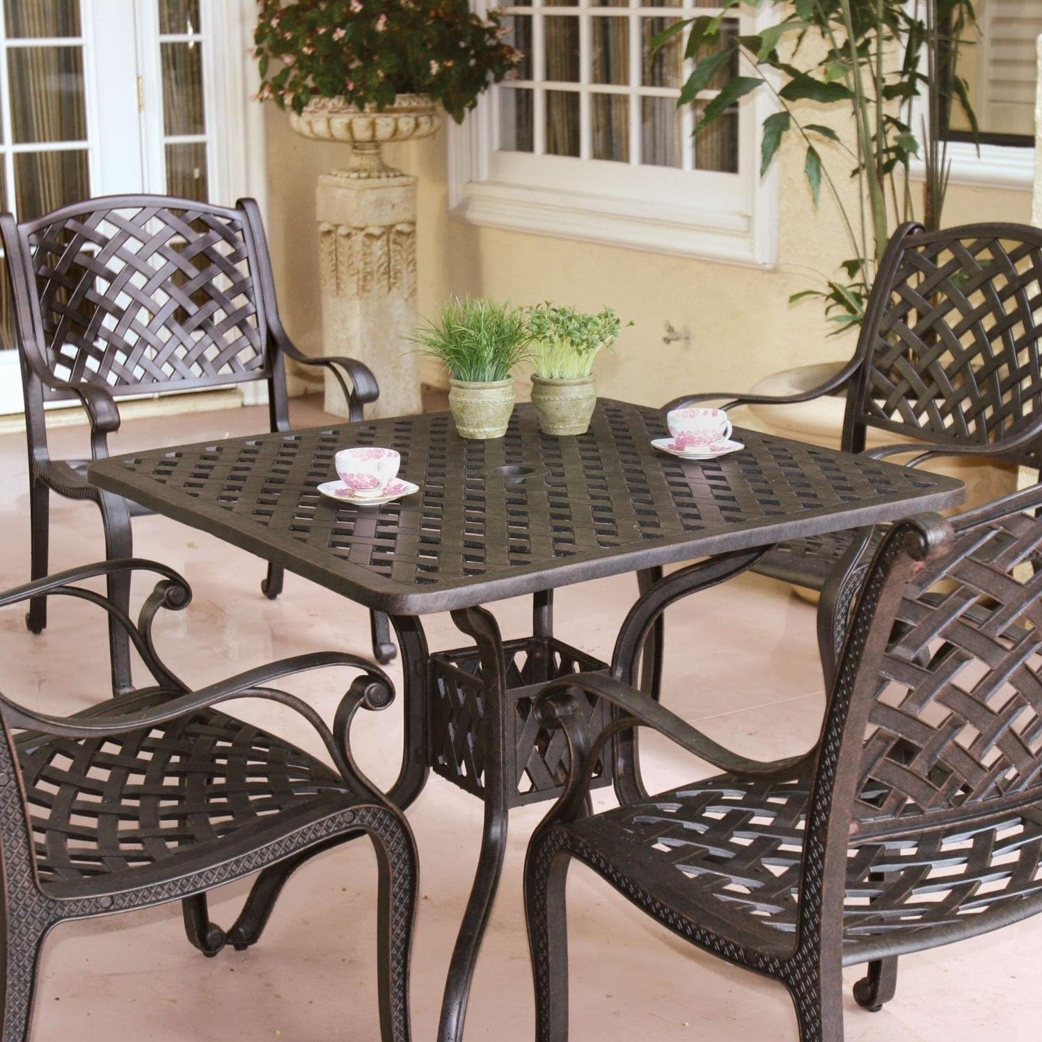 Darlee Nassau Cast Aluminum Patio Dining Set - Seats 4