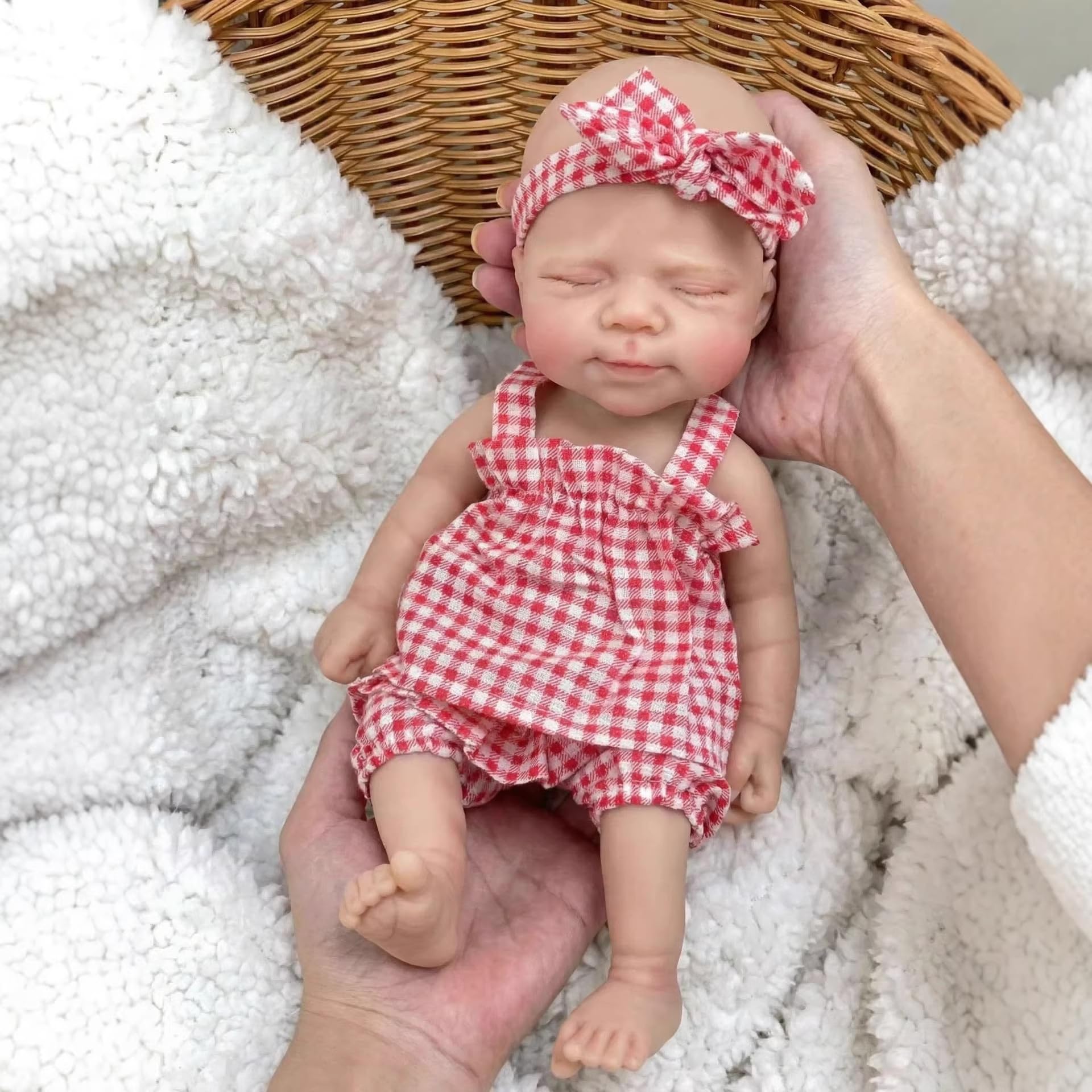 Anano Mini Muñeca Reborn Niña 33cm, Silicona Integral con Accesorios
