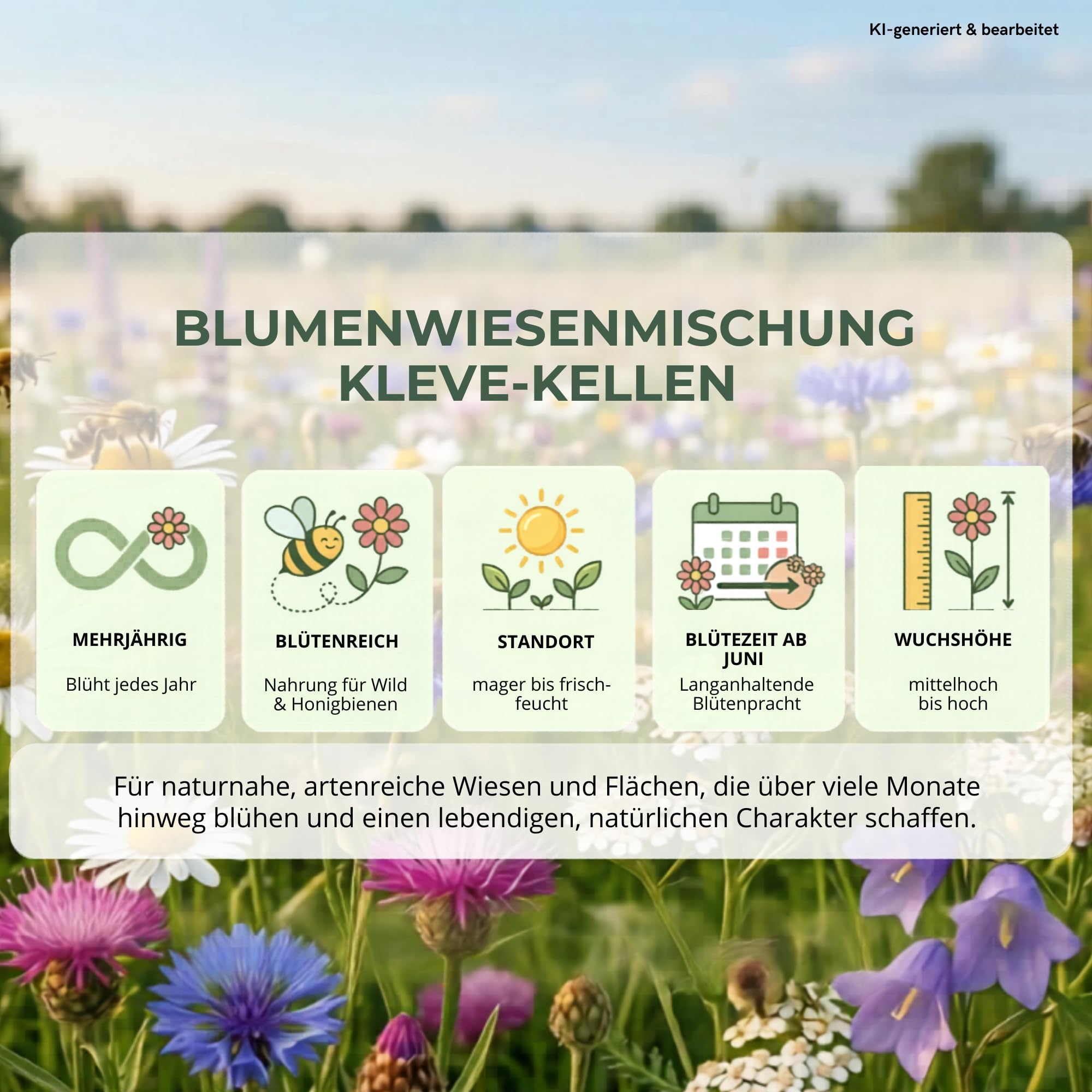 Blumenwiesen-Mischung nach L?BF Kleve-Kellen 1kg