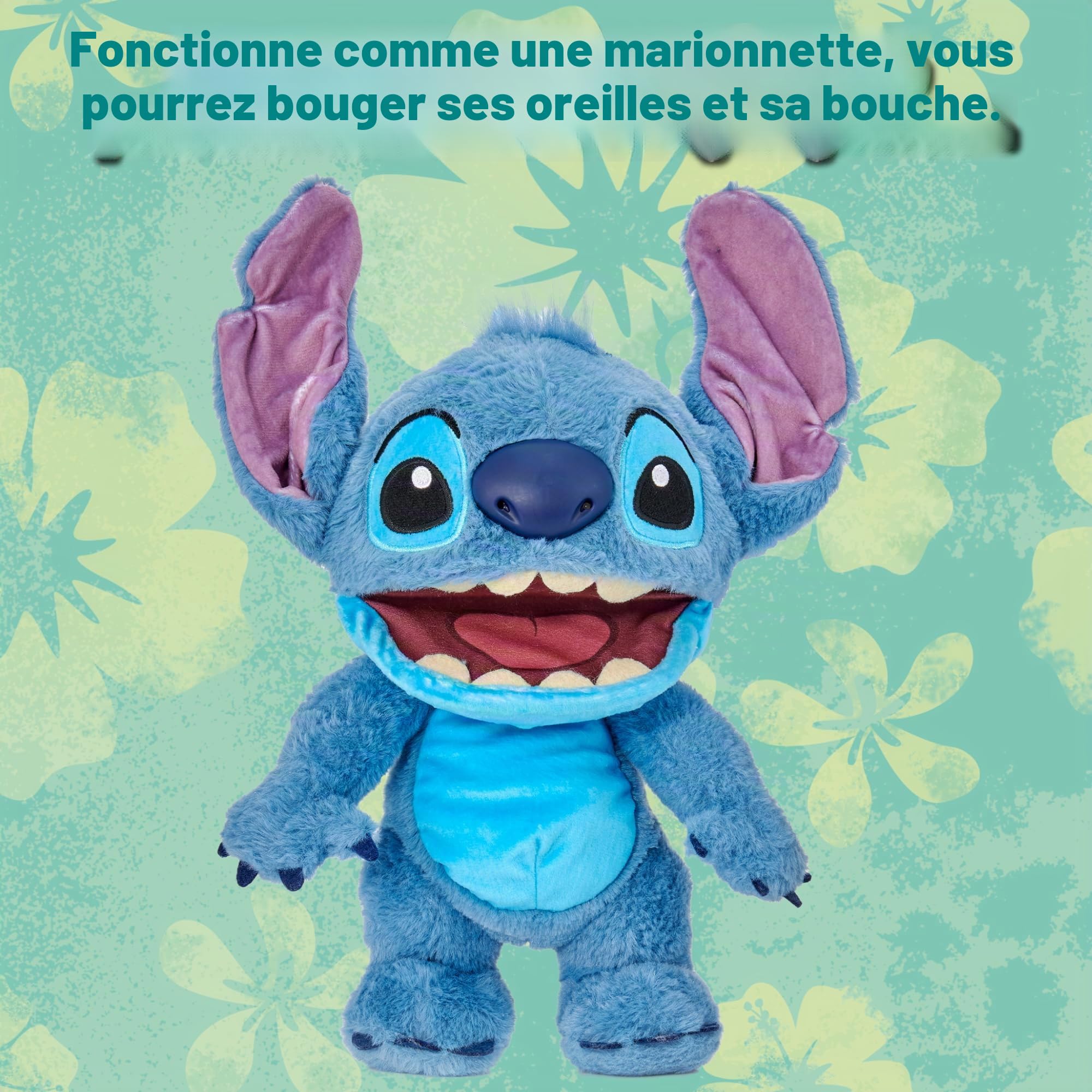 Disney Chatty Stitch Deluxe Puppetronic, Peluche Interactive avec Fonctionnement de marionnette, 50+ mouvements et Sons, 6 Ans et Plus, célèbre (RE001000)