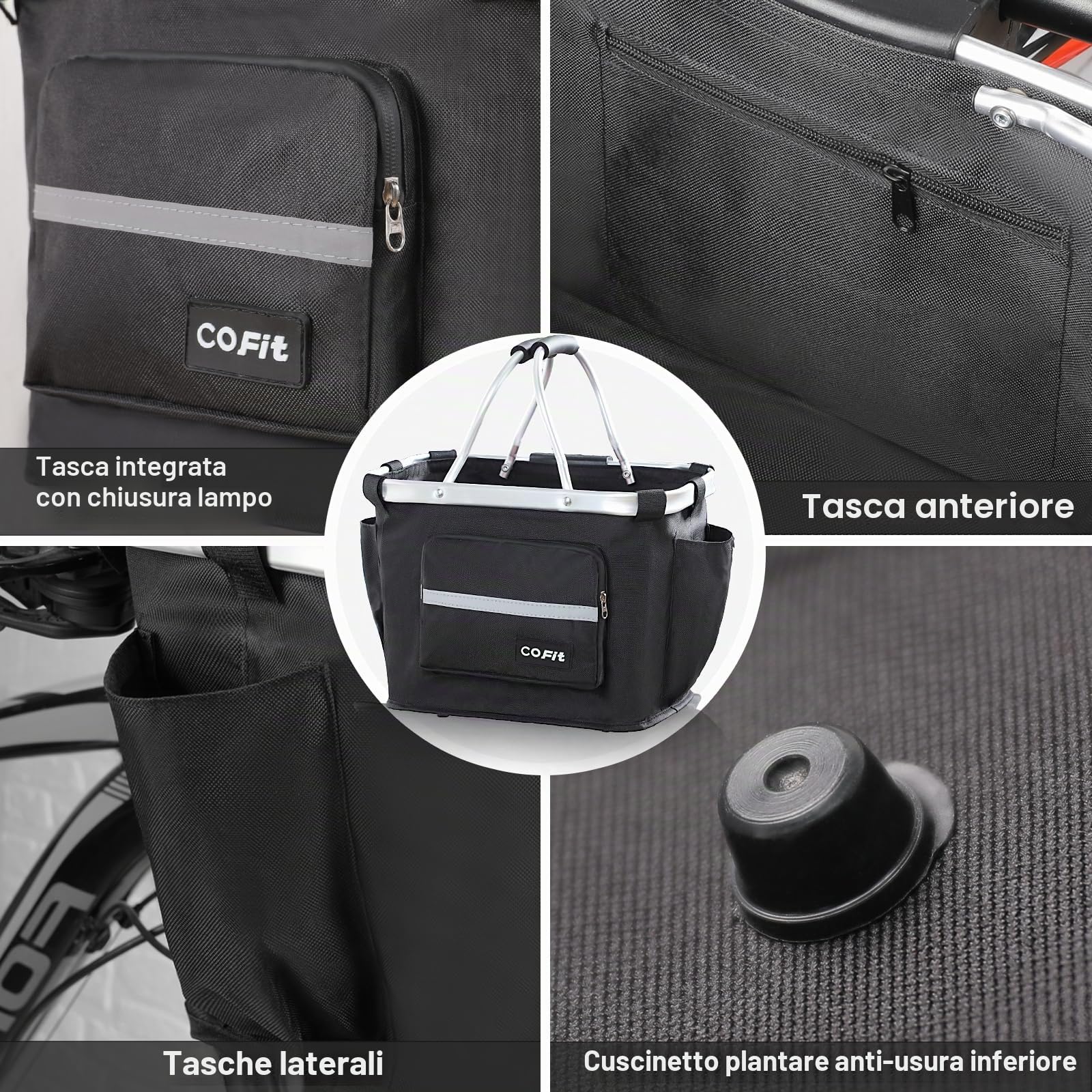 COFIT Cestino per Bici Staccabile, Cestino Multiuso per Biciclette per Animali Domestici, Shopping, Pendolari, Campeggio e Outdoor