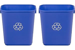 AmazonCommercial 3 Gallon Rectangular Wastebasket With Recycle Logo (Pack of 2)