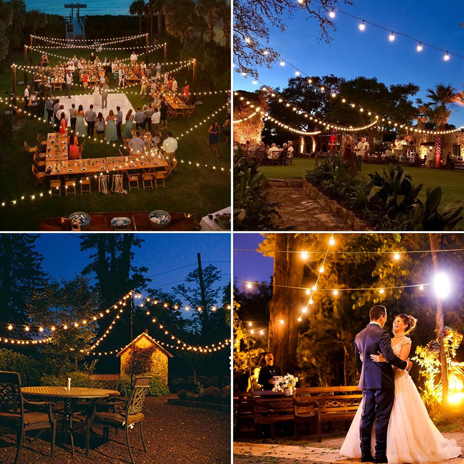 Koopower Outdoor String Lights, 50Ft (2x25FT) Patio String Lights G40 Globe Lights with 50 Led Bulbs,IP44 Waterproof Hanging Lights for Outside,Bistro,Backyard, Balcony,Gazebo, Party, Wedding,Porch