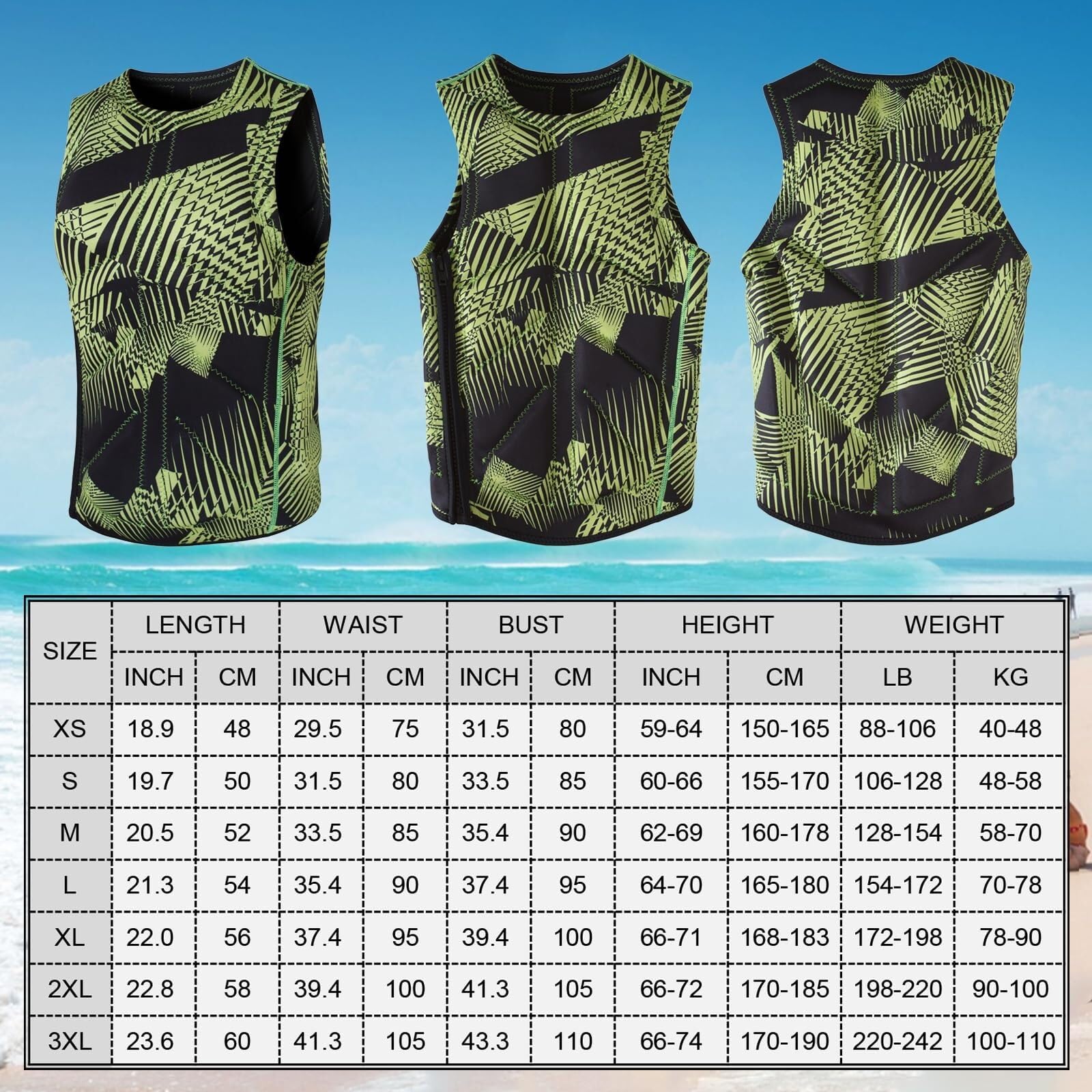 River Vest da Pesca per Adulti Alta Galleggiabilità in Neoprene Regolabile Leggero per Barca Rafting