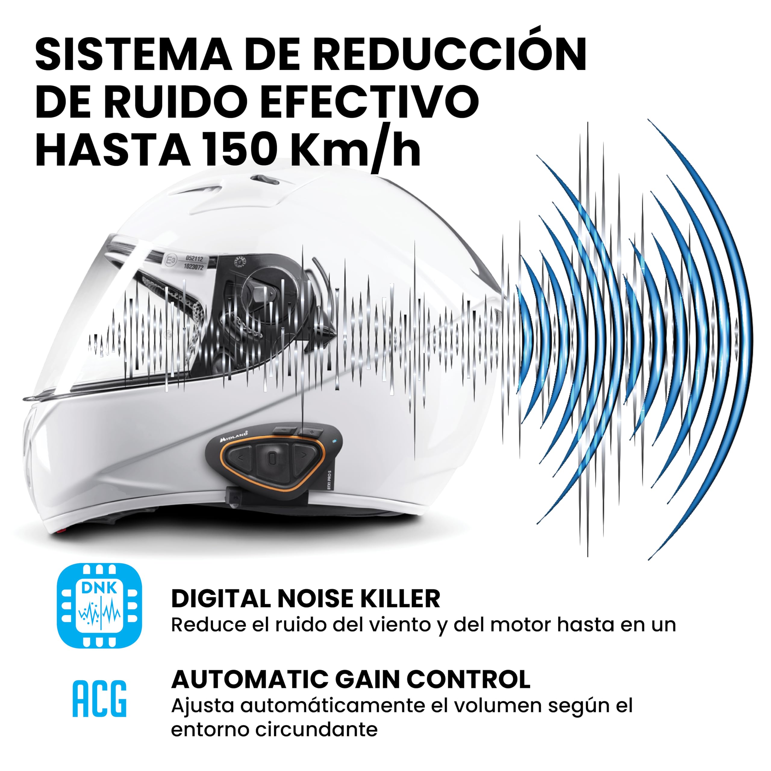 Midland - Intercomunicador Casco Moto Bluetooth Par de BTX1 Pro S Twin, Auriculares Moto Inalámbricos Bluetooth Impermeables IPX6 con Cobertura 800m - Batería 23H, Cancelación Ruido, Radio FM vía App