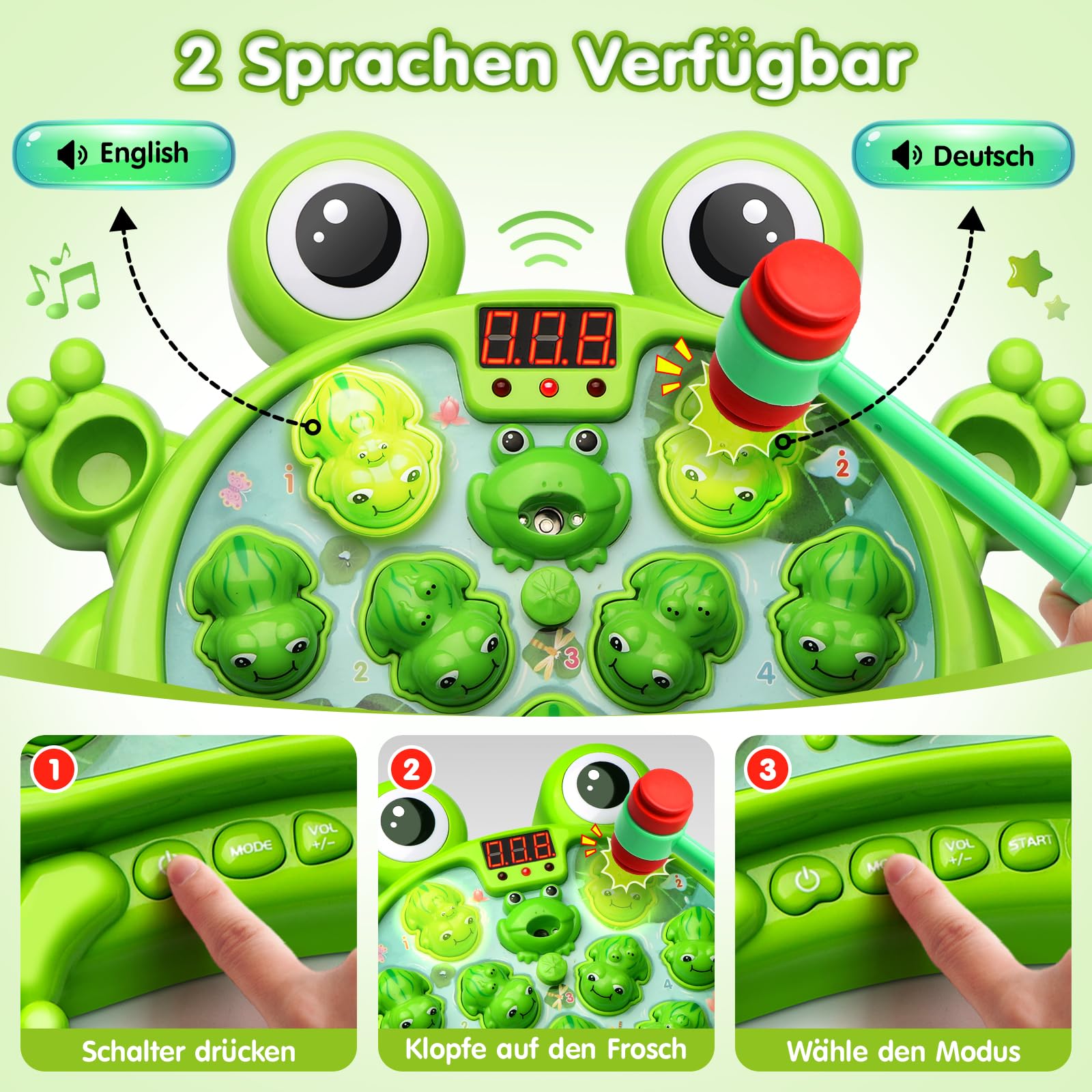 Hot Bee Spielzeug ab 2 3 4 5 Jahre Junge Kinderspielzeug für Mädchen Hammer Spiel für Kleinkind Geburtstag Geschenk für Kinder Jungen Kinderspielzeug Lernspielzeug 5 Modi mit Memory