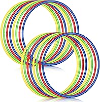 Vista 9 de Libima 16 piezas de aro de color de juguete para niños, aros de plástico de colores ligeros desmontables ajustables para juegos de fiesta, baile