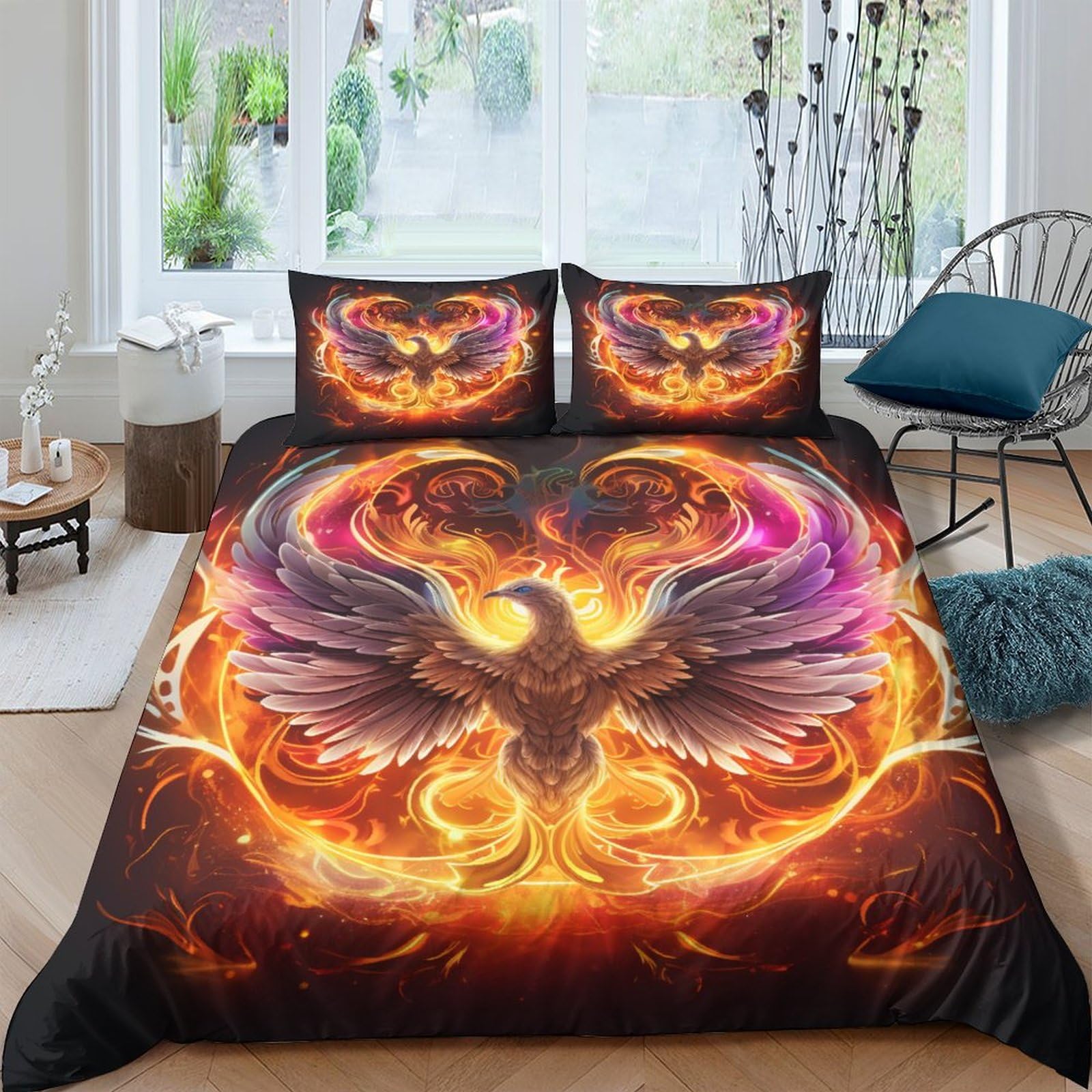 Parure de lit king size 220x240 cm Phoenix en microfibre douce avec fermeture