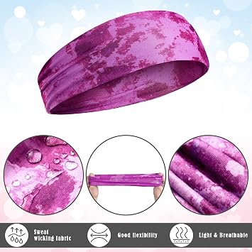Jerify 12 Pieces Girls Sports Headband Athletic Sweatbands, Tie Dye
