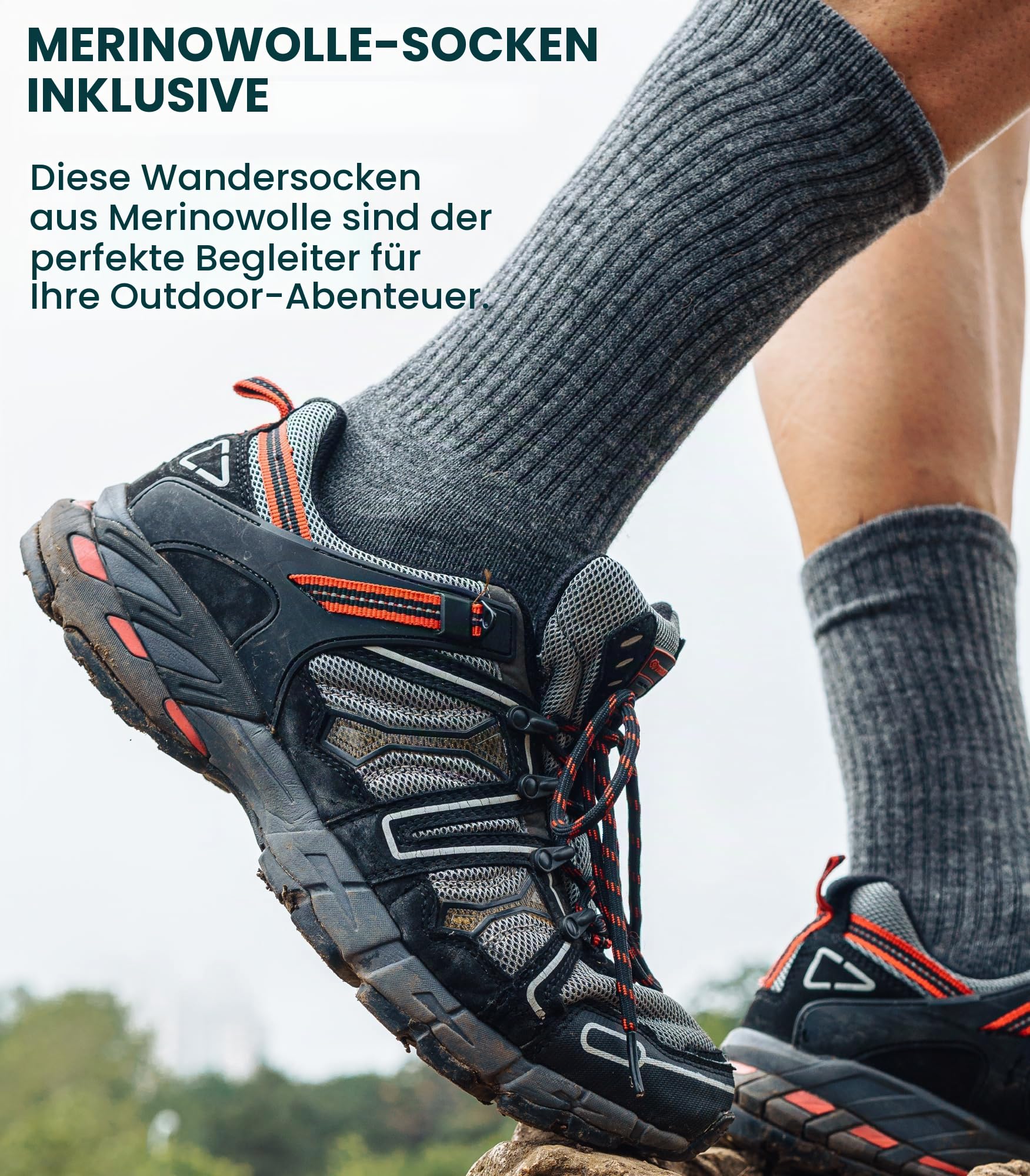 Merino.tech Merinowolle T-Shirt Herren - 100% Bio-Merinowolle Unterhemd Leichte Basisschicht + Wanderwollsocken (Emerald Green, XX-Large)