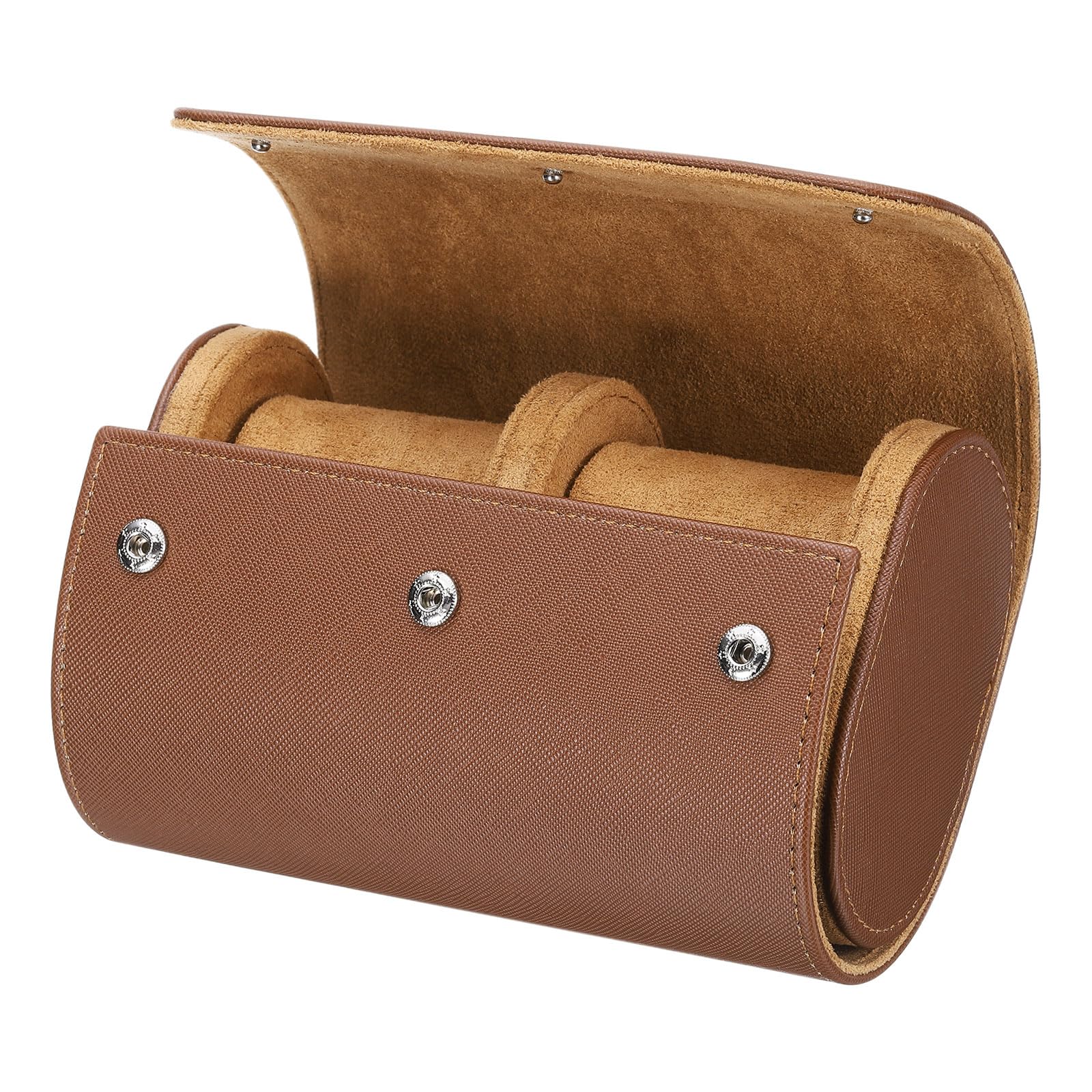 HARFINGTON Watch Roll Travel Case 2 Slots Portable Leather Watch Cases for Men and Women, Watches Storage Organizer with Removable Pillows for