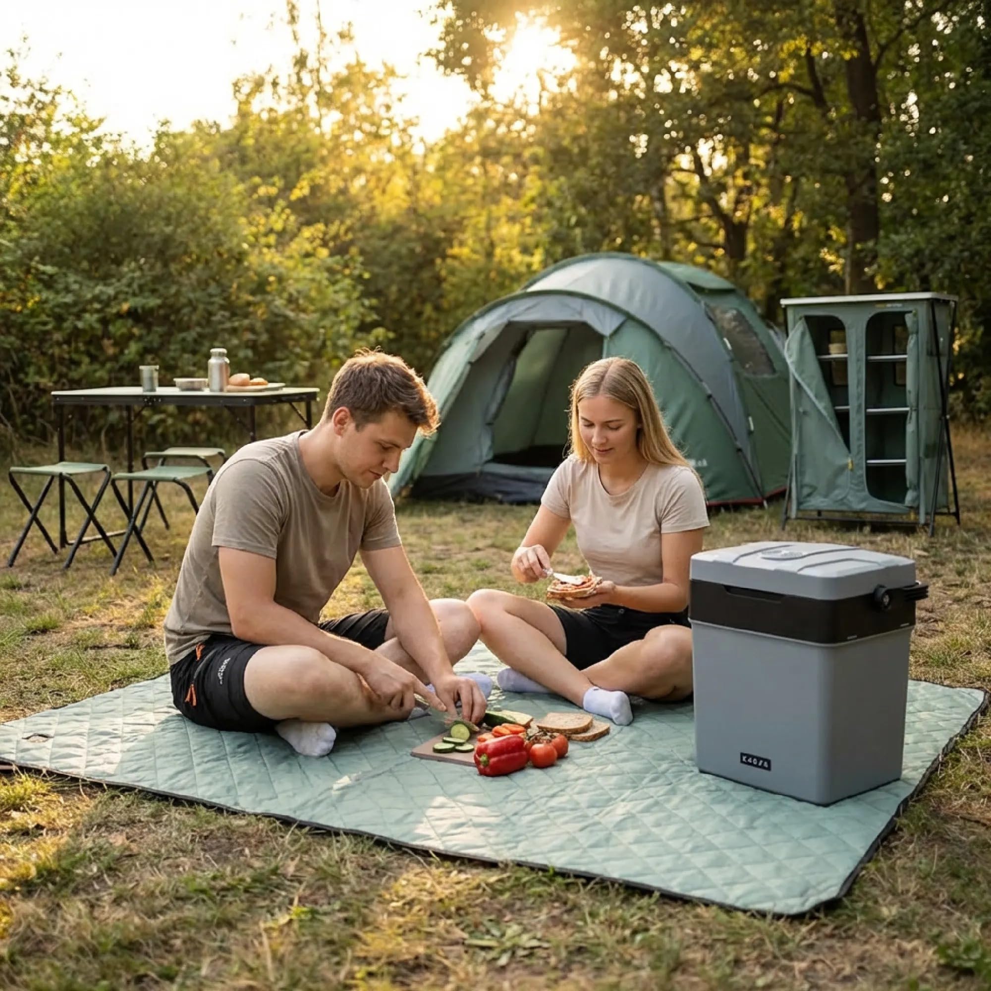 KADVA AC/DC lodówka podróżna 26 l, na kemping i podróż | Termoelektryczny z przewodami 12 V i 220-240 V, tryb chłodzenia, utrzymywanie ciepła do ok. 60 °C i 4,1 kg