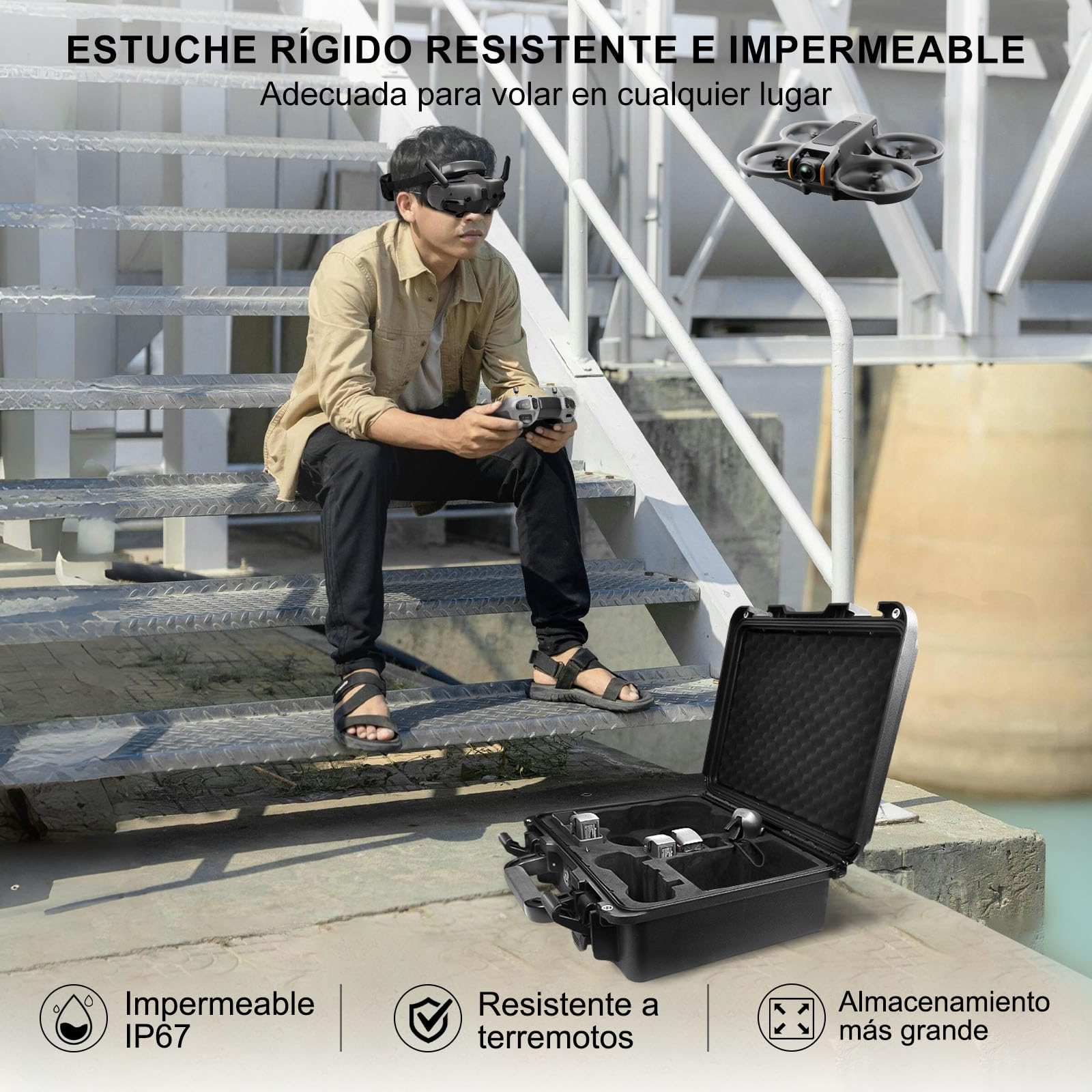 LEKUFEE Estuche Rígido Impermeable para Dron dji Avata 2,Combo Fly More,dji Goggles 3(No para Goggles N3),RC Motion 3,Control Remoto FPV 3 y más Accesorios (Solo Maleta)