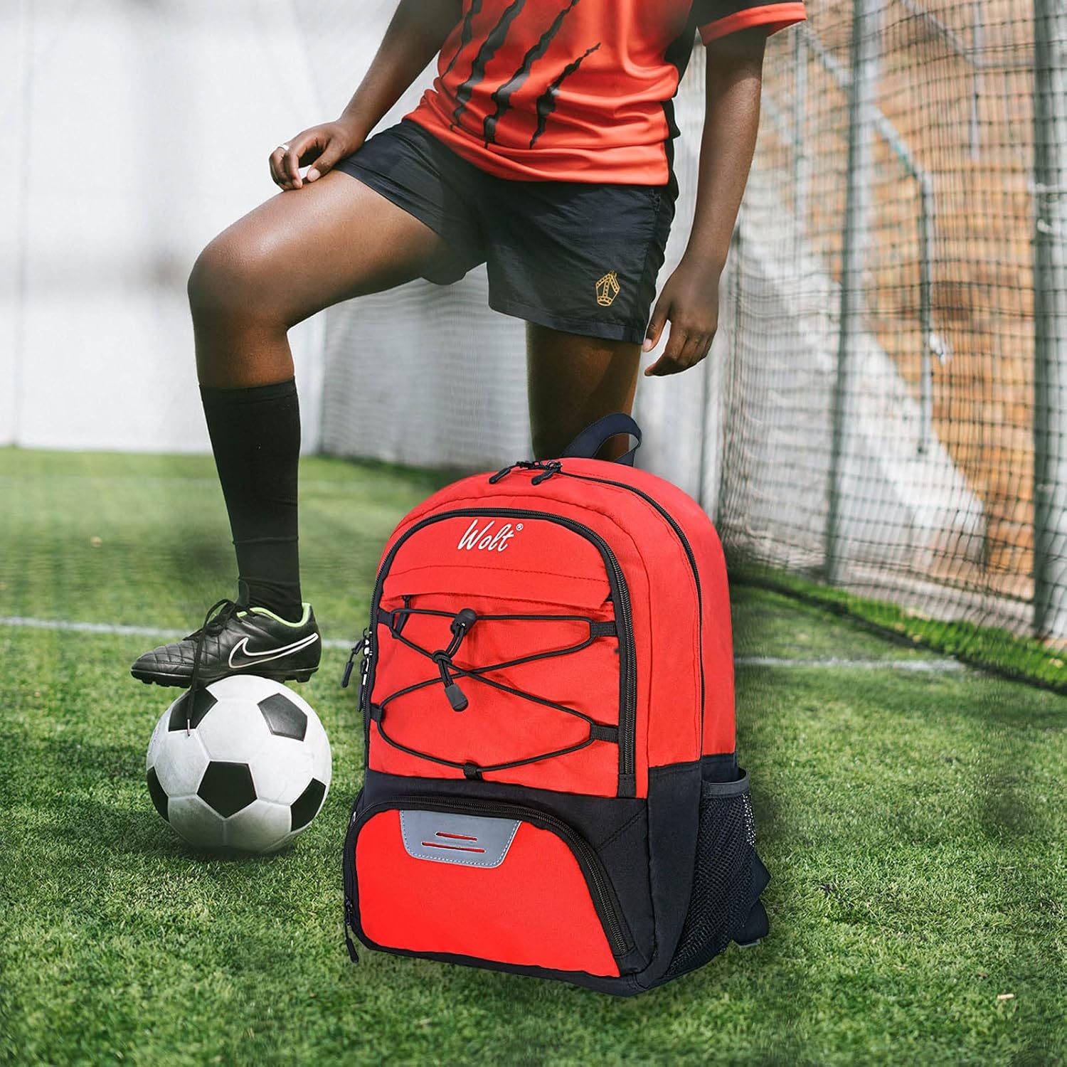 WOLT Soccer Backpack Soccer Bag with Ball Holder & Shoes Compartment, Sport Equipment Bags For Football, Basketball, Volleyball, Gym