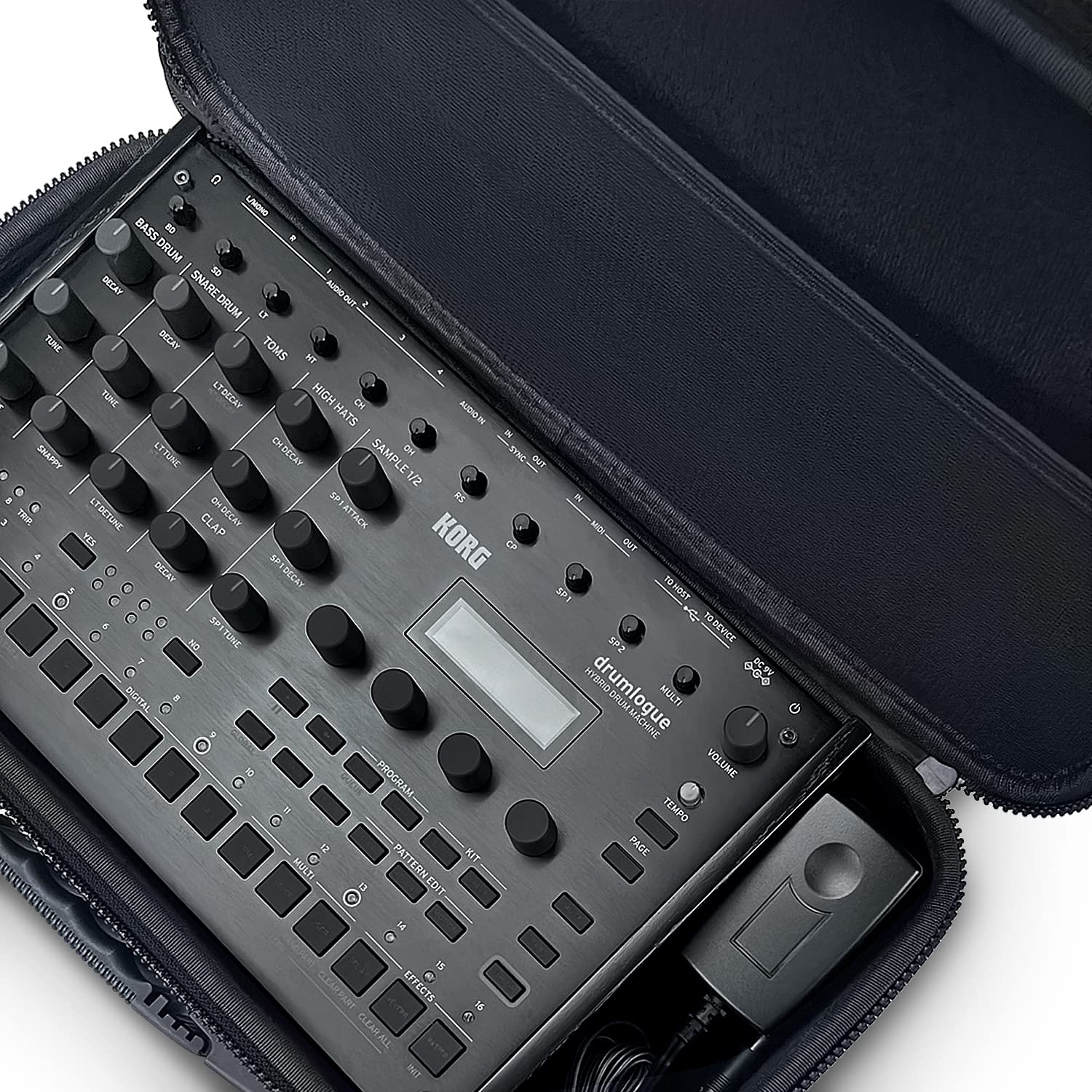 Analog Cases Pulse Case für Korg Drumlogue (Robuste, hochwertige Eva-Transporttasche, mit superweichem Samt-Innenfutter, für erstklassigen Schutz und stilvolles Design, Gewicht: 0,6 Kg), Schwarz