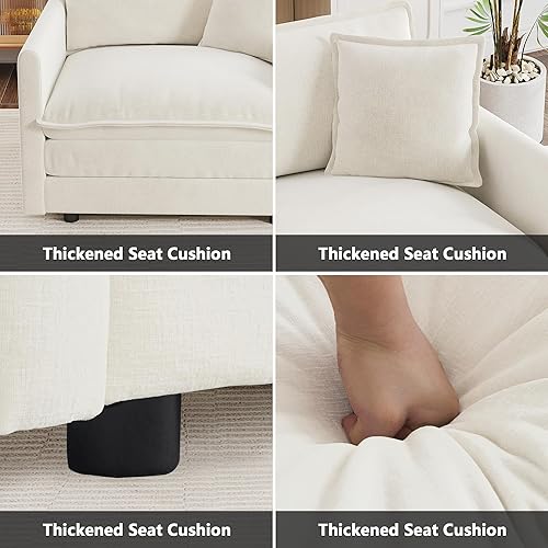 Miniatura 5 de Mikibama - Juego de sofá modular en forma de U, de 111.5 pulgadas para sala de estar, de 3 plazas, cómodo, con otomana movible, combinación de Beige