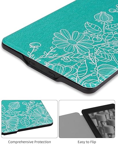Miniatura 6 de Funda de piel ligera de cubierta blanca para Walnew Kindle de Tienda, cubierta fina protectora inteligente premium para Kindle Paperwhite con auto
