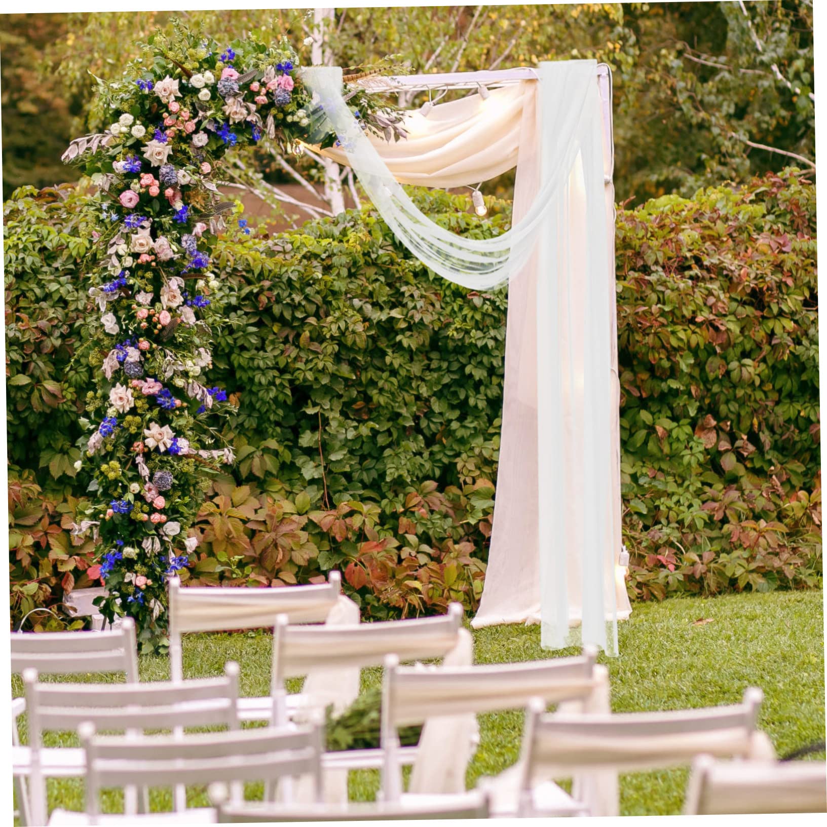 Alipis 2 Pcs Extérieur Fond Voile Arc Drapage Tissu Arc Réception Draperie Fête De Mariage Rideaux Extérieur Fenêtre Ombre Arches pour Mariages Décoratif Extérieur Décor Beauté Fil
