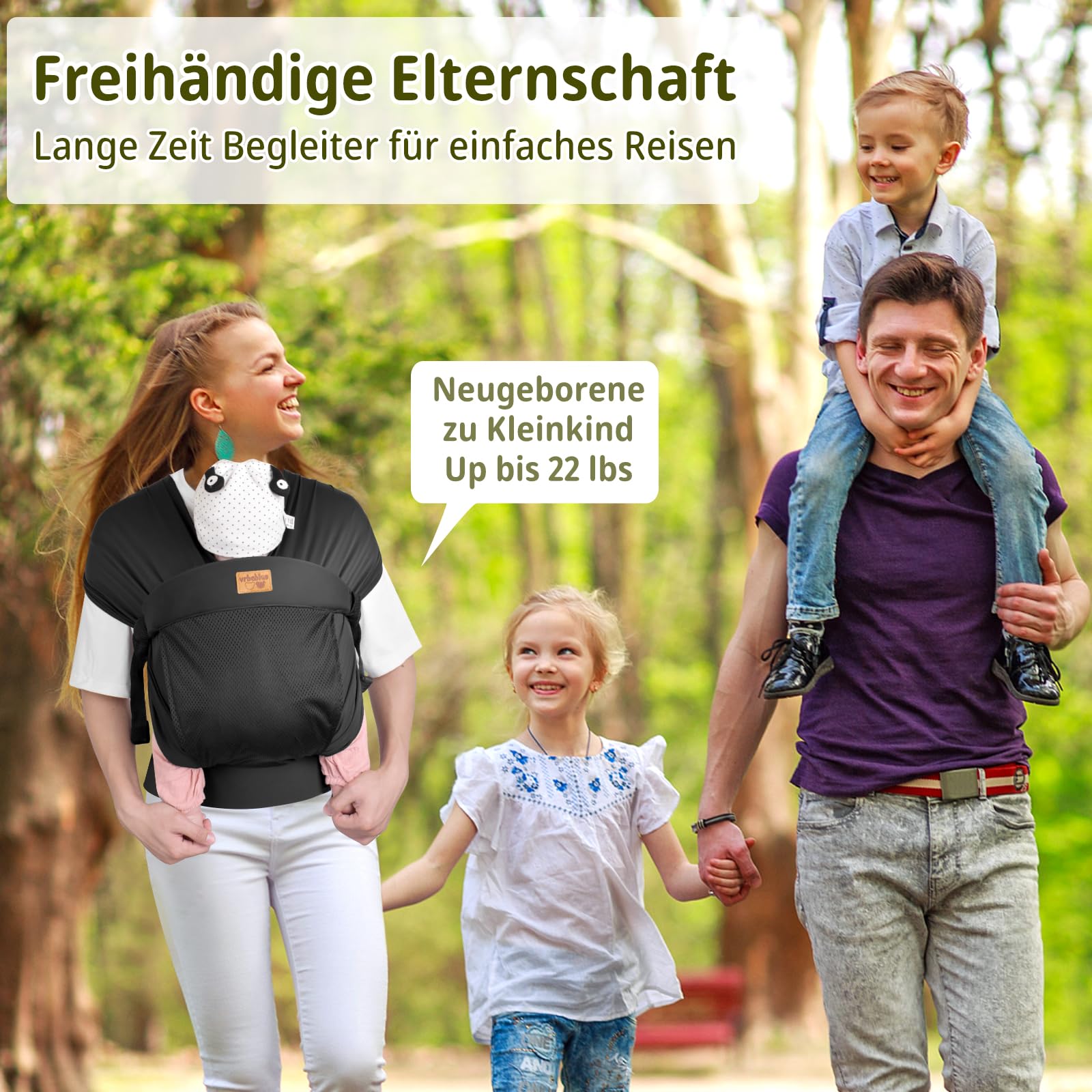Portabebés recién nacidos, ergonómico para recién nacidos desde el nacimiento, ligero y cómodo, fácil de llevar, adecuado para madres y padres, bebés de 3 a 15 kg