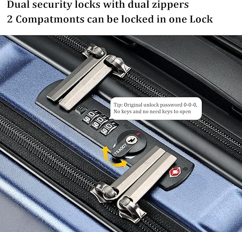 Miniatura 7 de Maletín de mano de 16 pulgadas con 2 compartimentos para laptop, maleta rígida ligera con ruedas giratorias silenciosas, para viajes, trabajo,